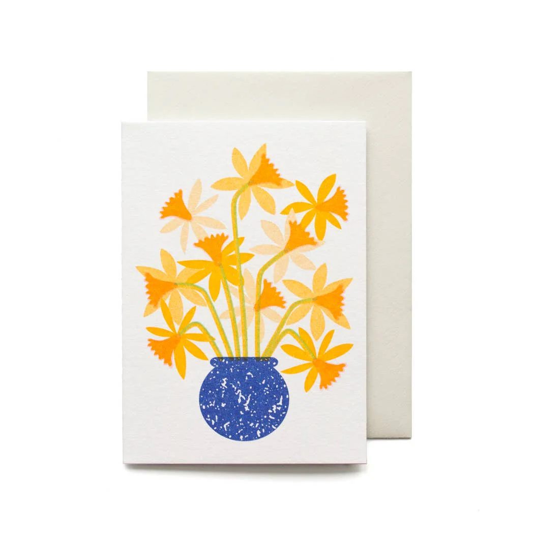 Daffodil Sweet Easter Card - Pretty Floral Mini Card