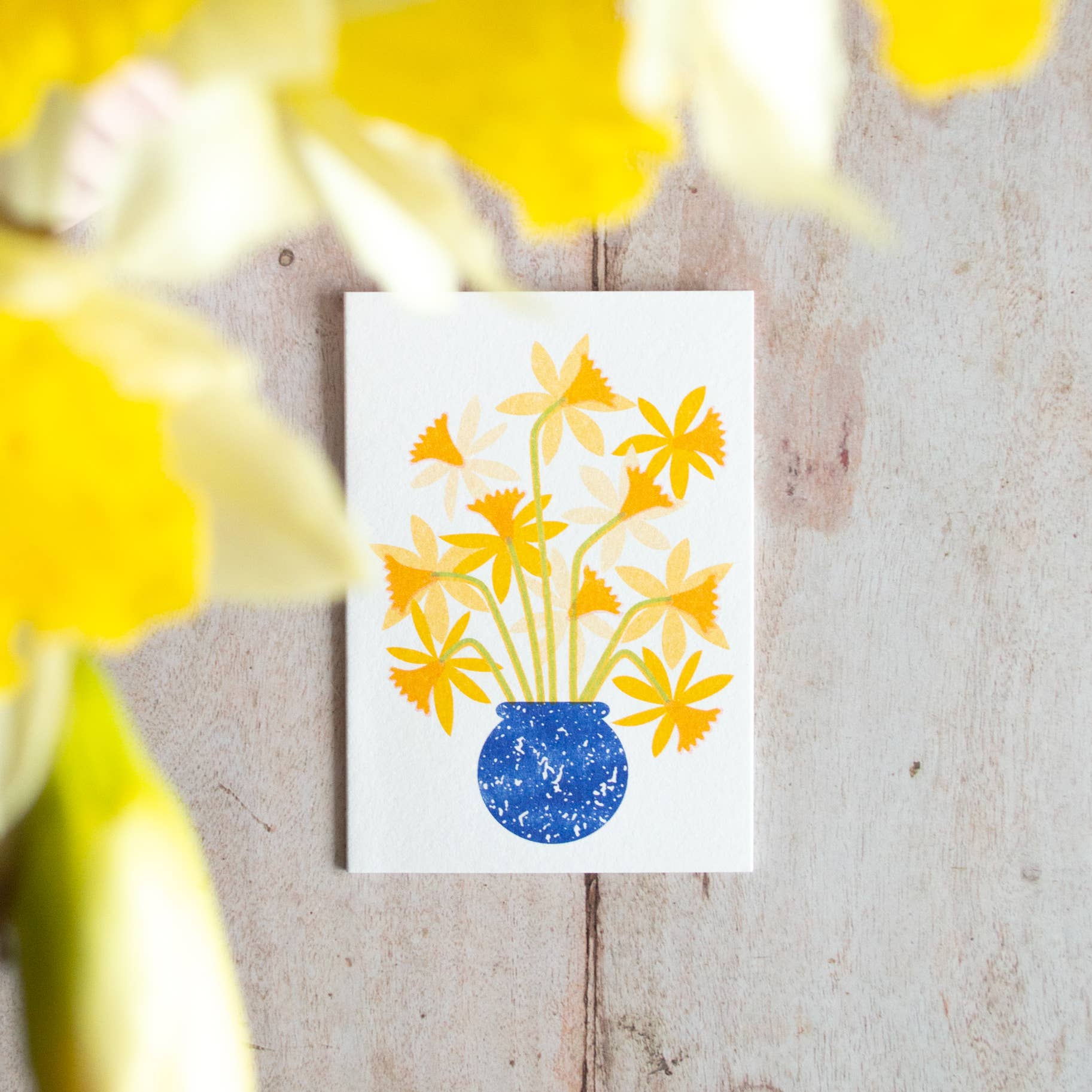 Daffodil Sweet Easter Card - Pretty Floral Mini Card - Image 2