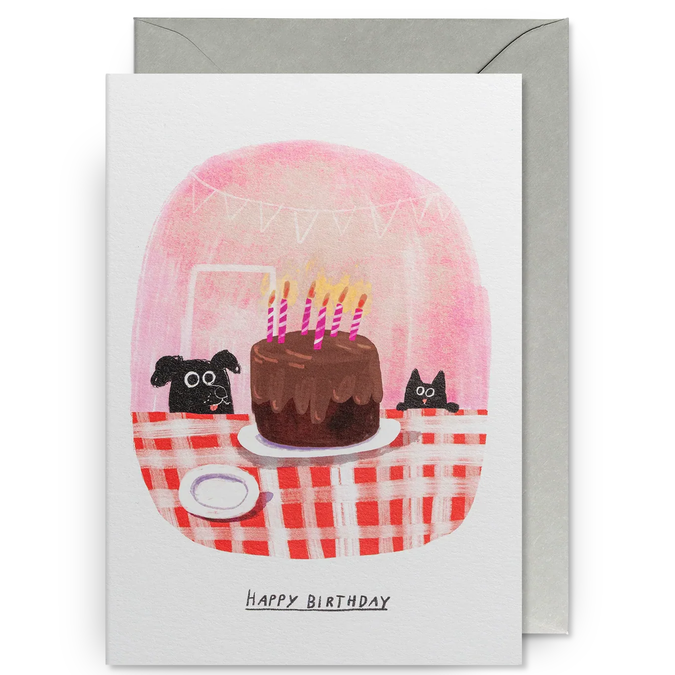 'Dog and Cat Cake' Greetings Card