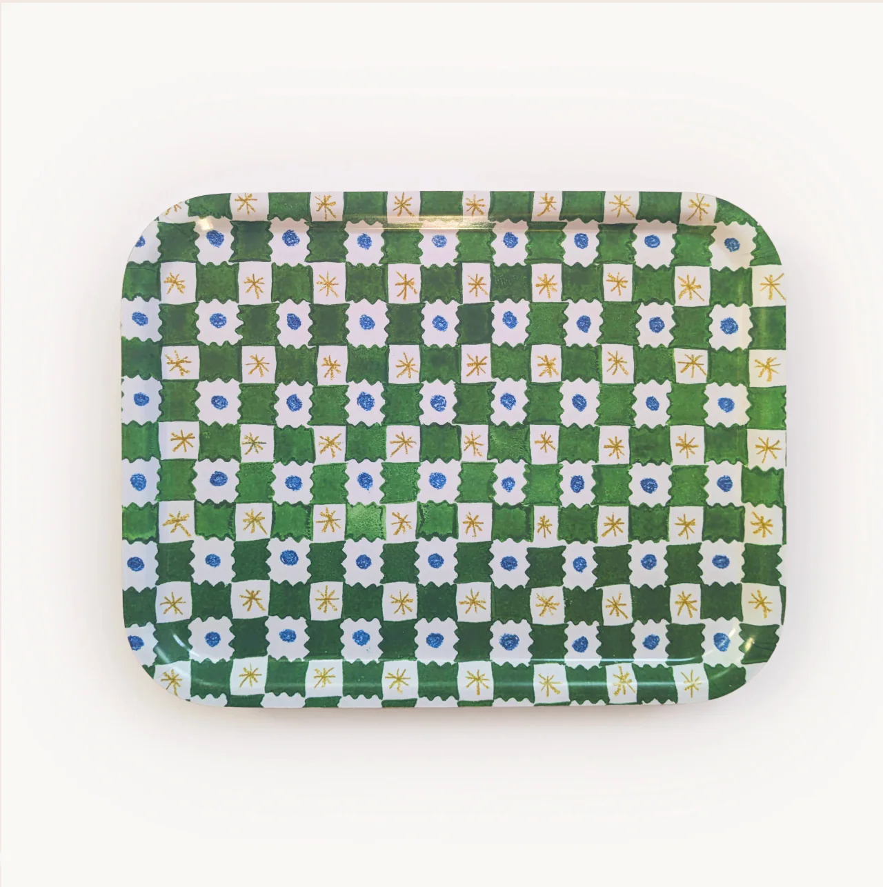 Green Chequerboard Tray