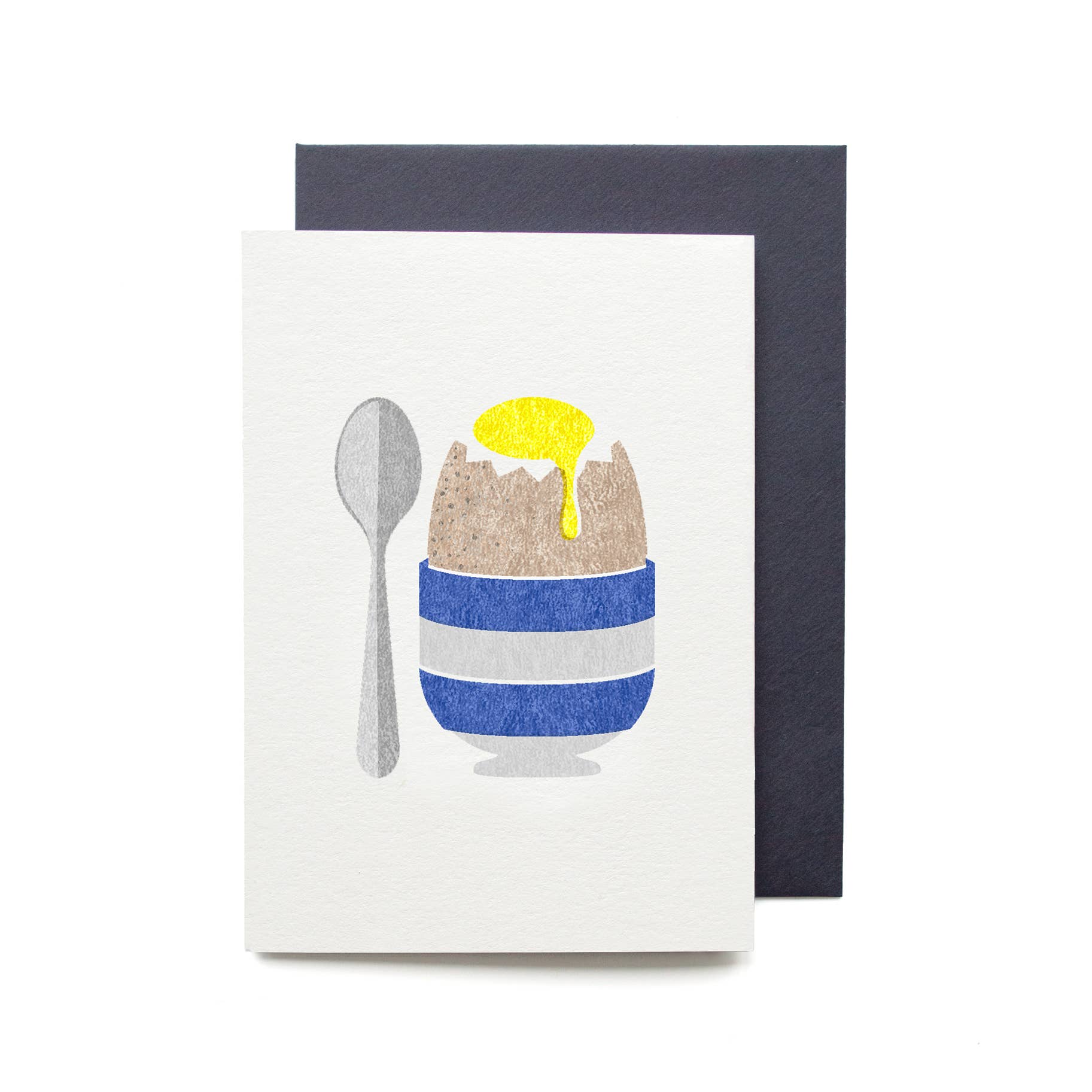 Egg and Spoon Cute Breakfast Mini Riso Foodie Greeting Card