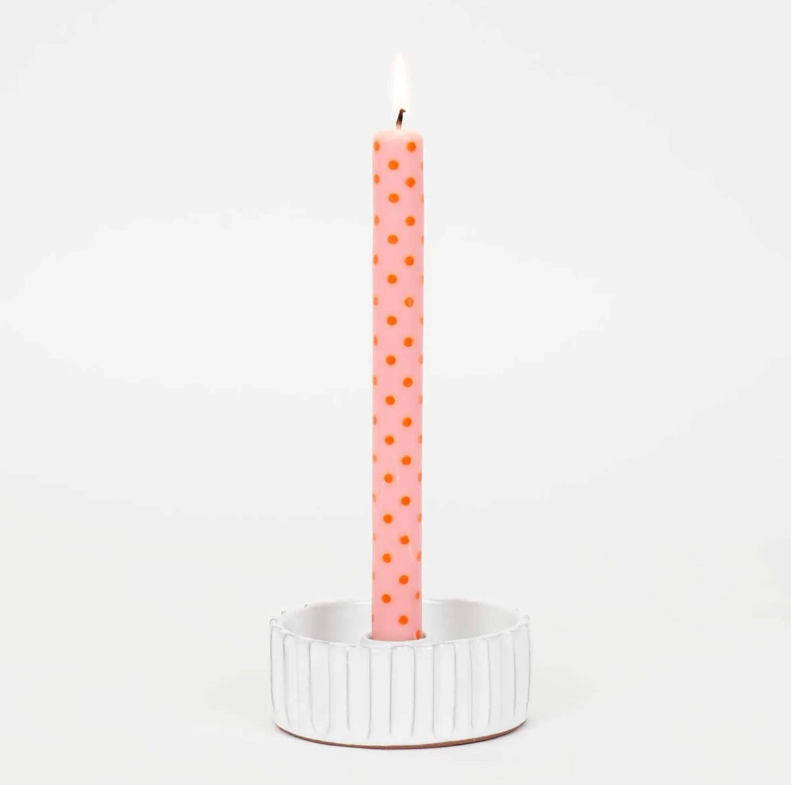 Fairtrade Stoneware White Candleholder