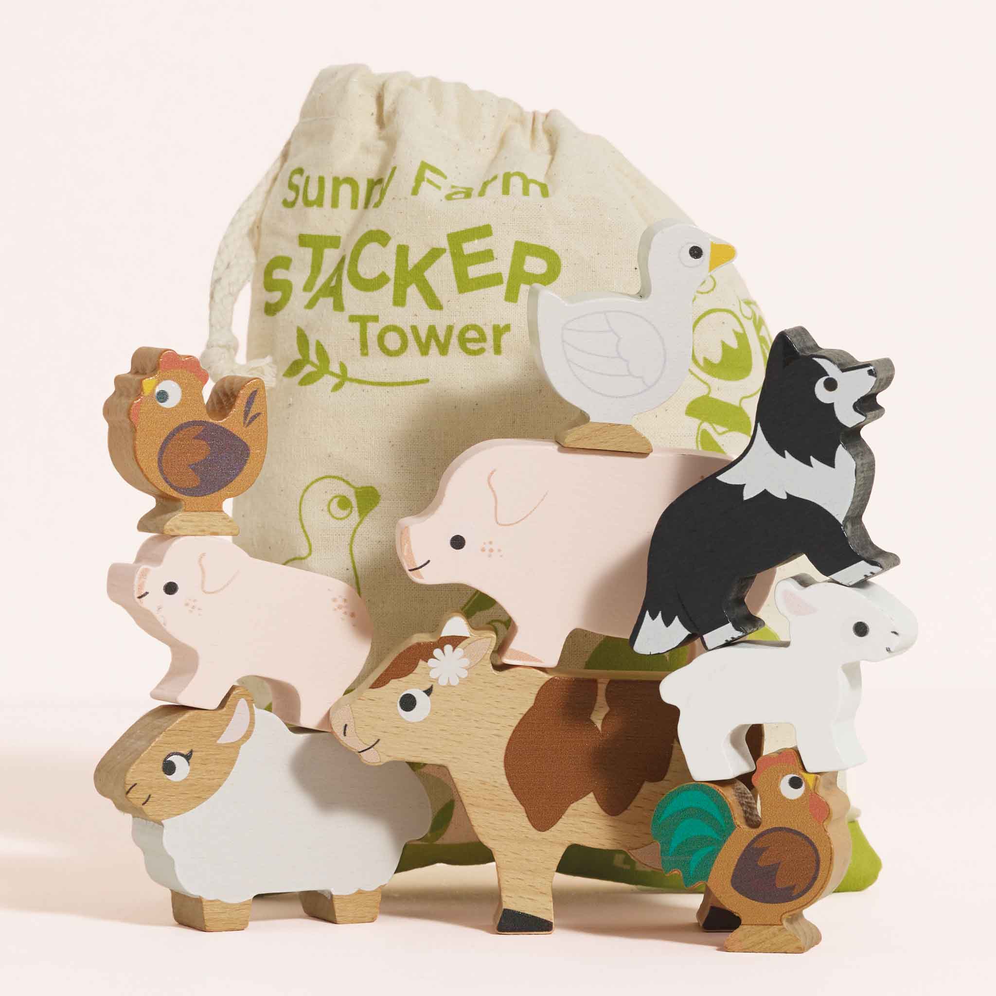 Wooden Toy Stacking Farmyard Animals