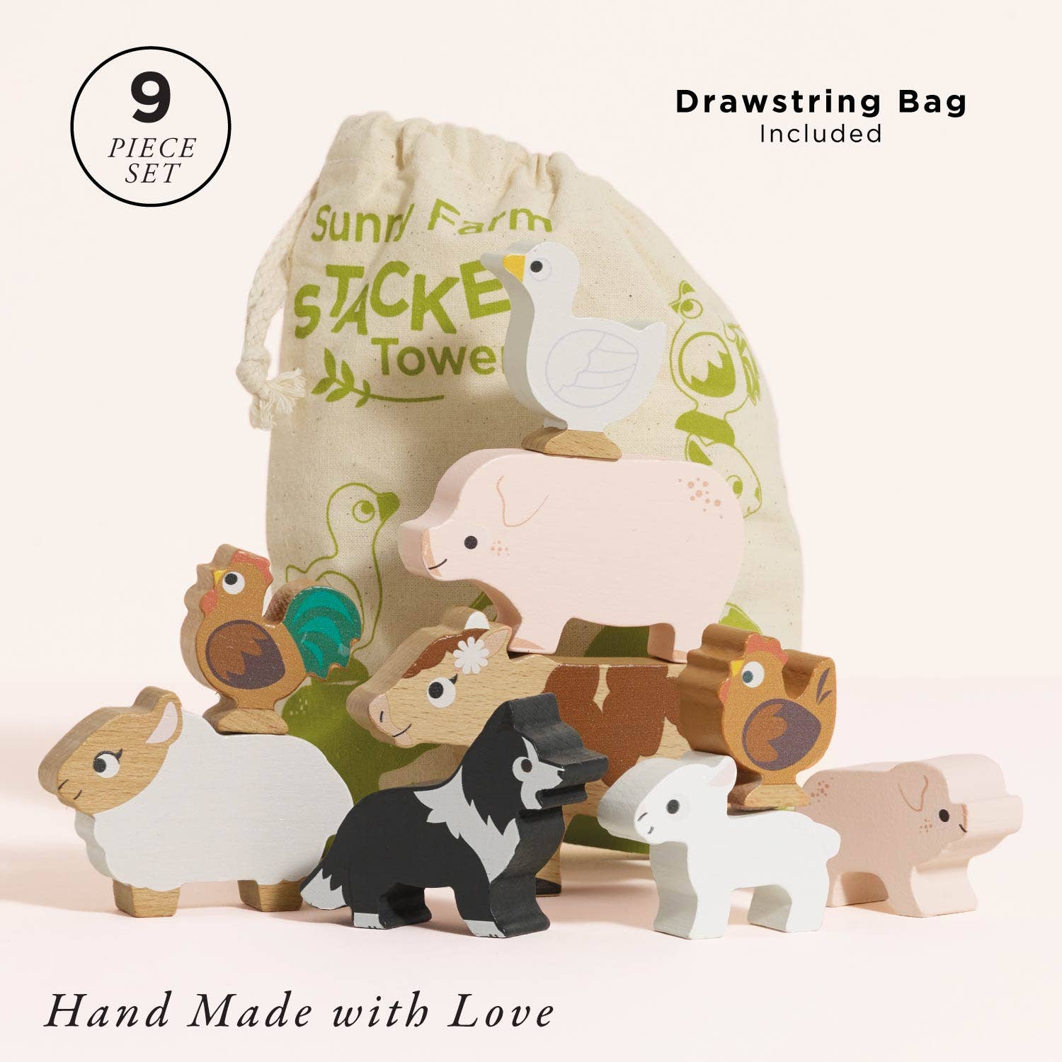 Wooden Toy Stacking Farmyard Animals - Image 2