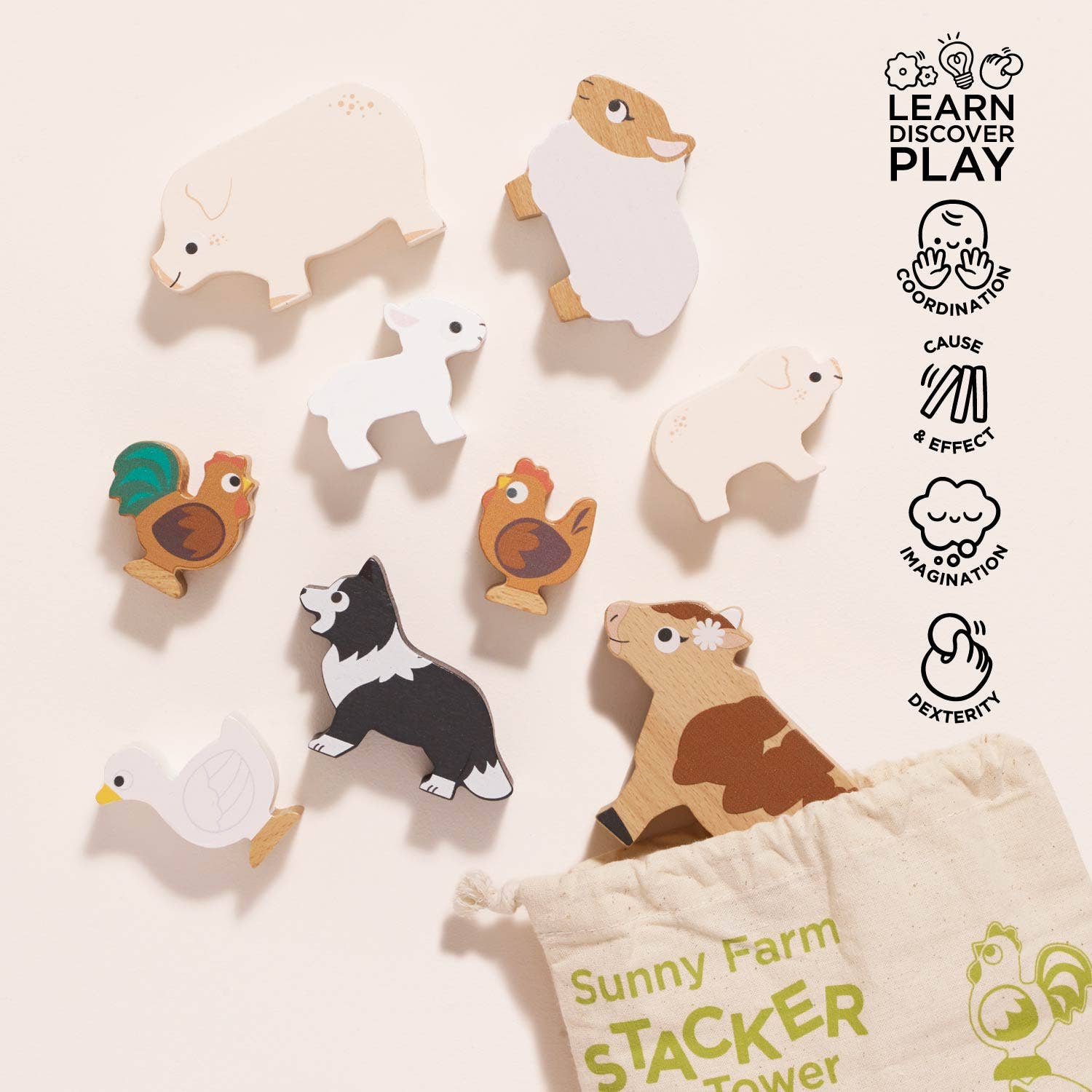 Wooden Toy Stacking Farmyard Animals - Image 3