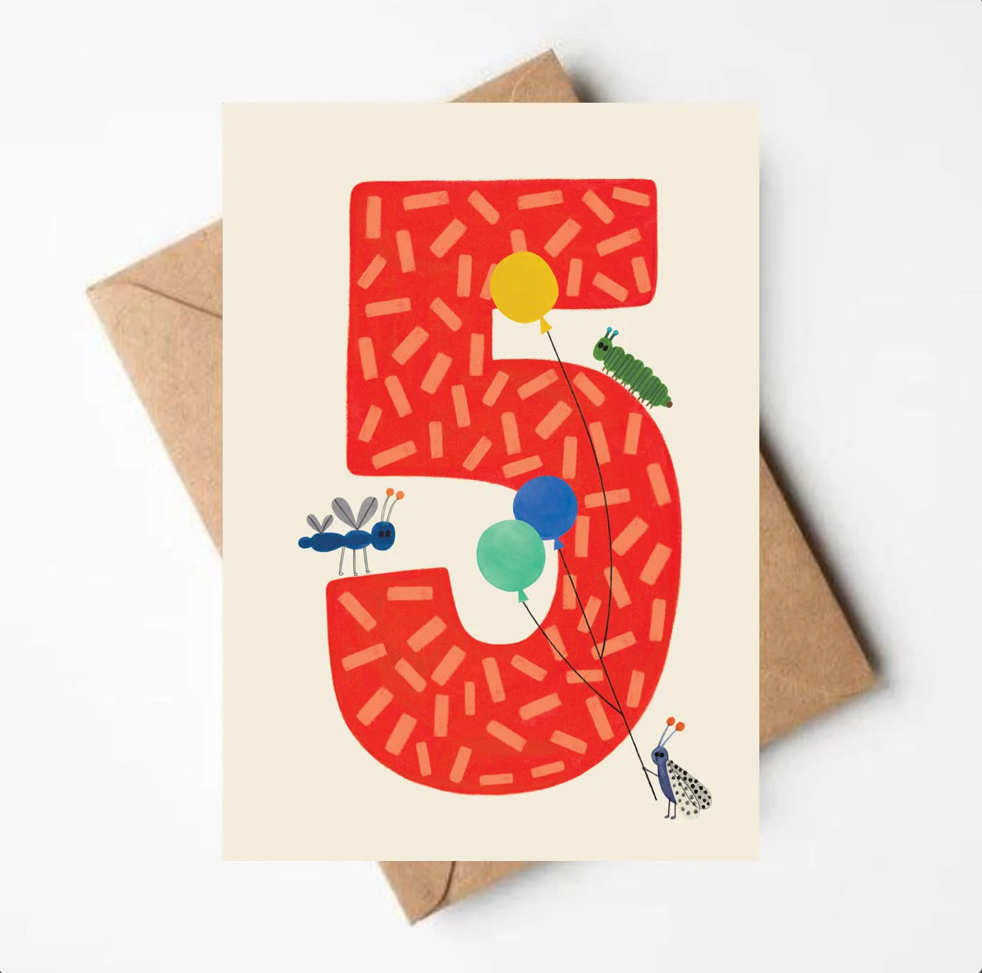 'Five' Greetings Card
