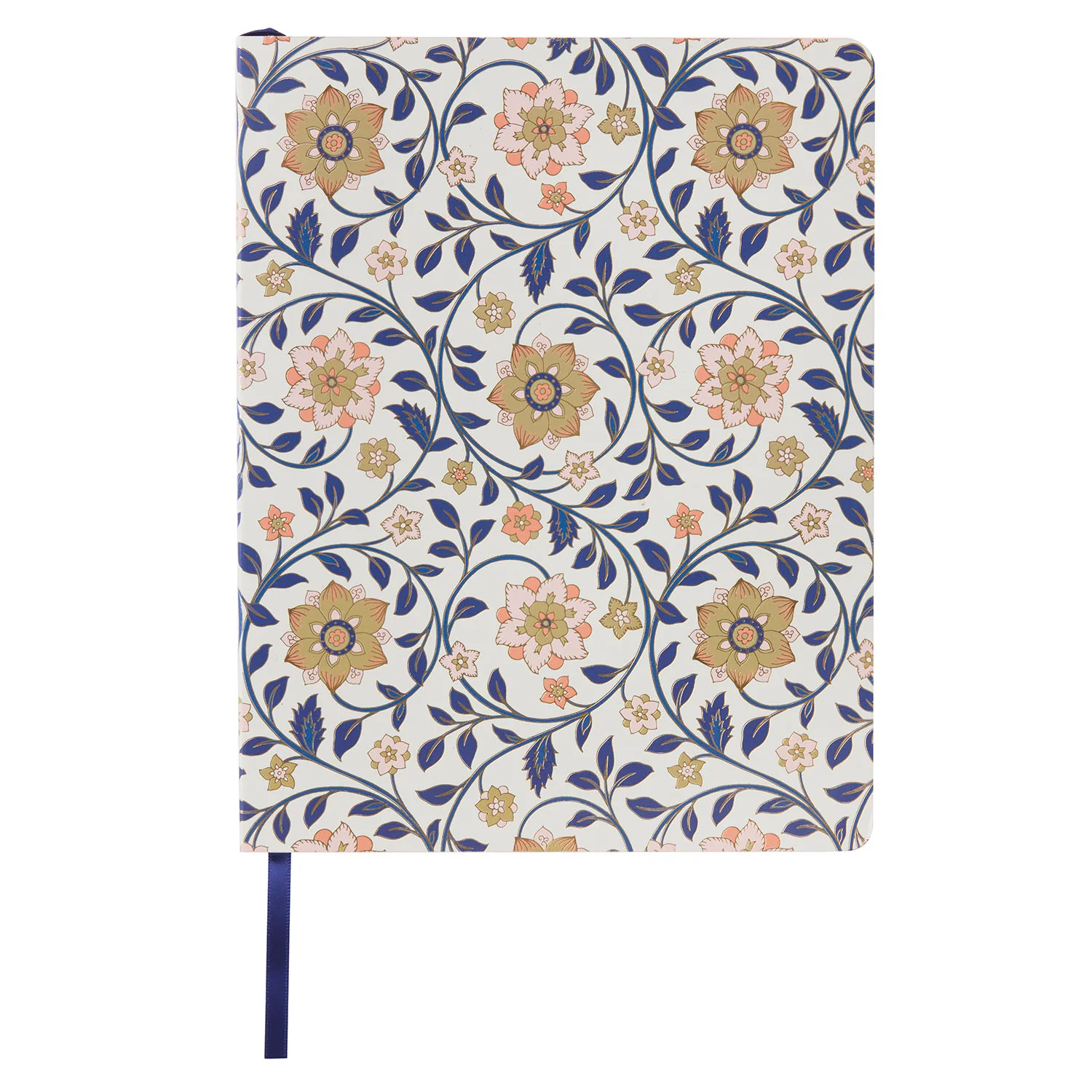 Floral Plain Paper Notebook - Indigo (A5+)