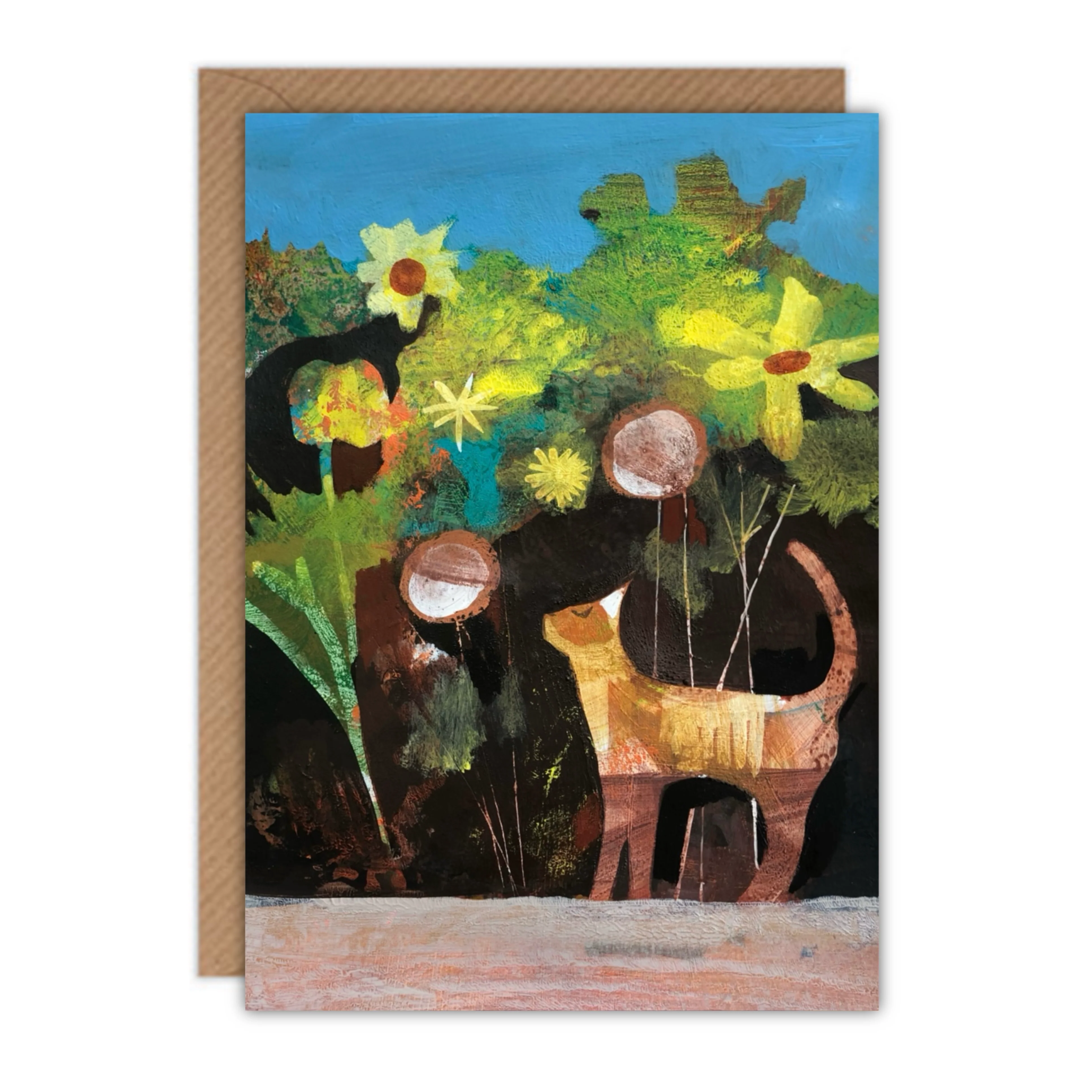 'Garden Cat' Greetings Card