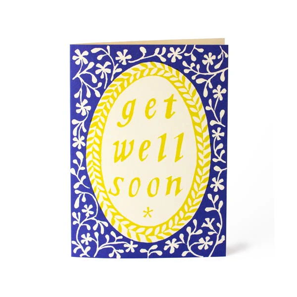 'Get Well Soon' Blue & Yellow Greetings Card