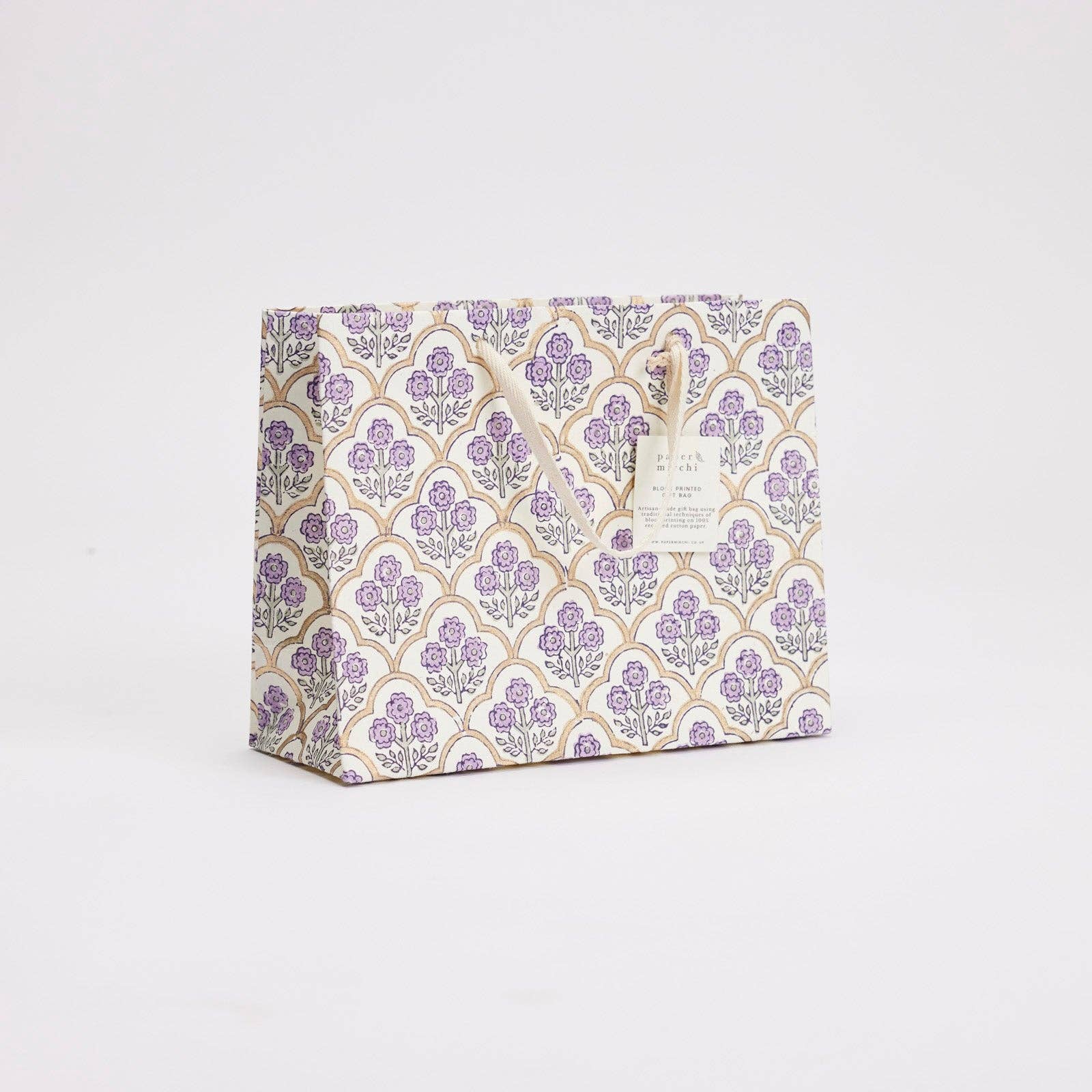 Block Printed Luxury Gift Bags - Medium (Lavender) - Image 2
