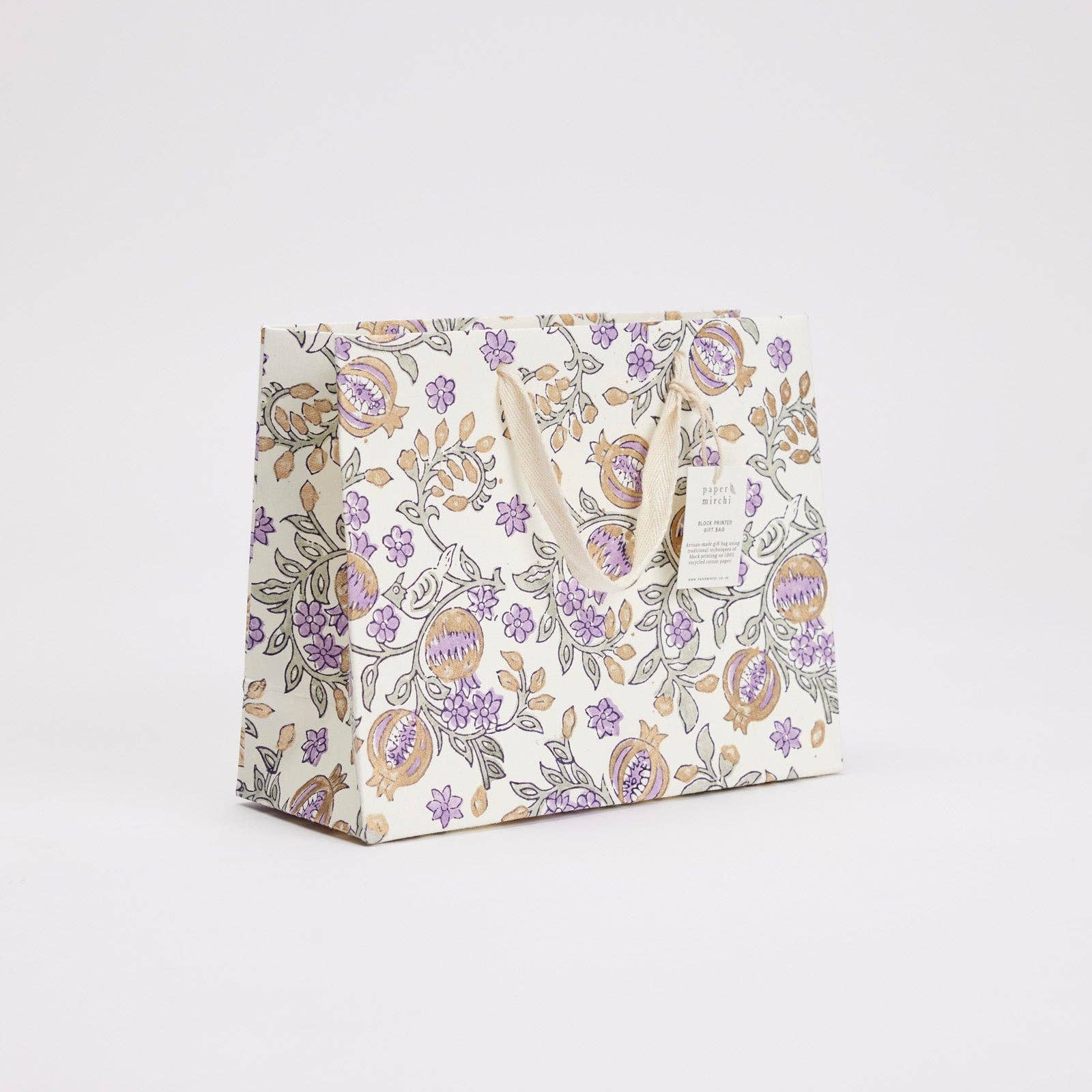 Block Printed Luxury Gift Bags - Medium (Lavender) - Image 4