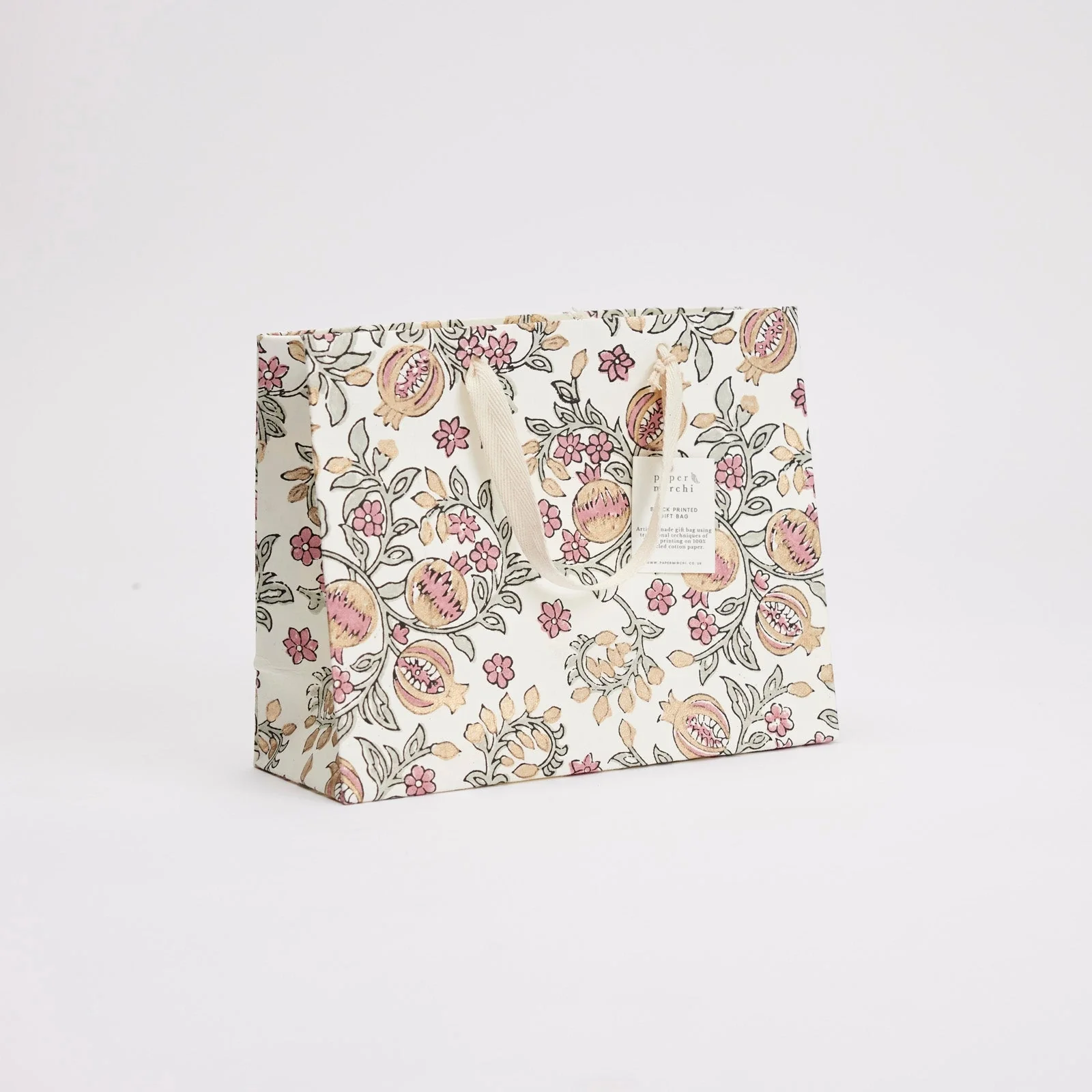 Block Printed Luxury Gift Bags - Medium (Pink Earth) - Image 2