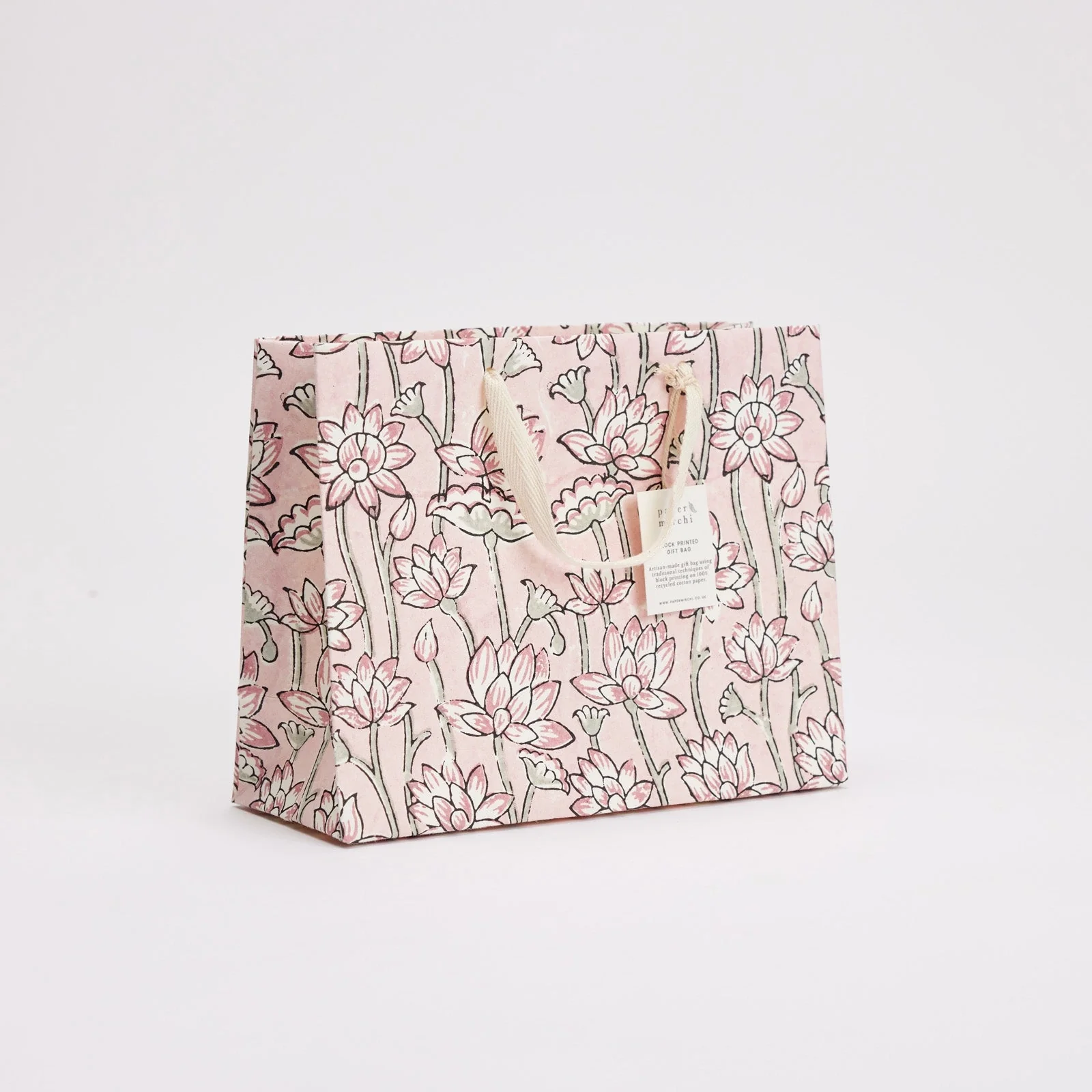 Block Printed Luxury Gift Bags - Medium (Pink Earth) - Image 4