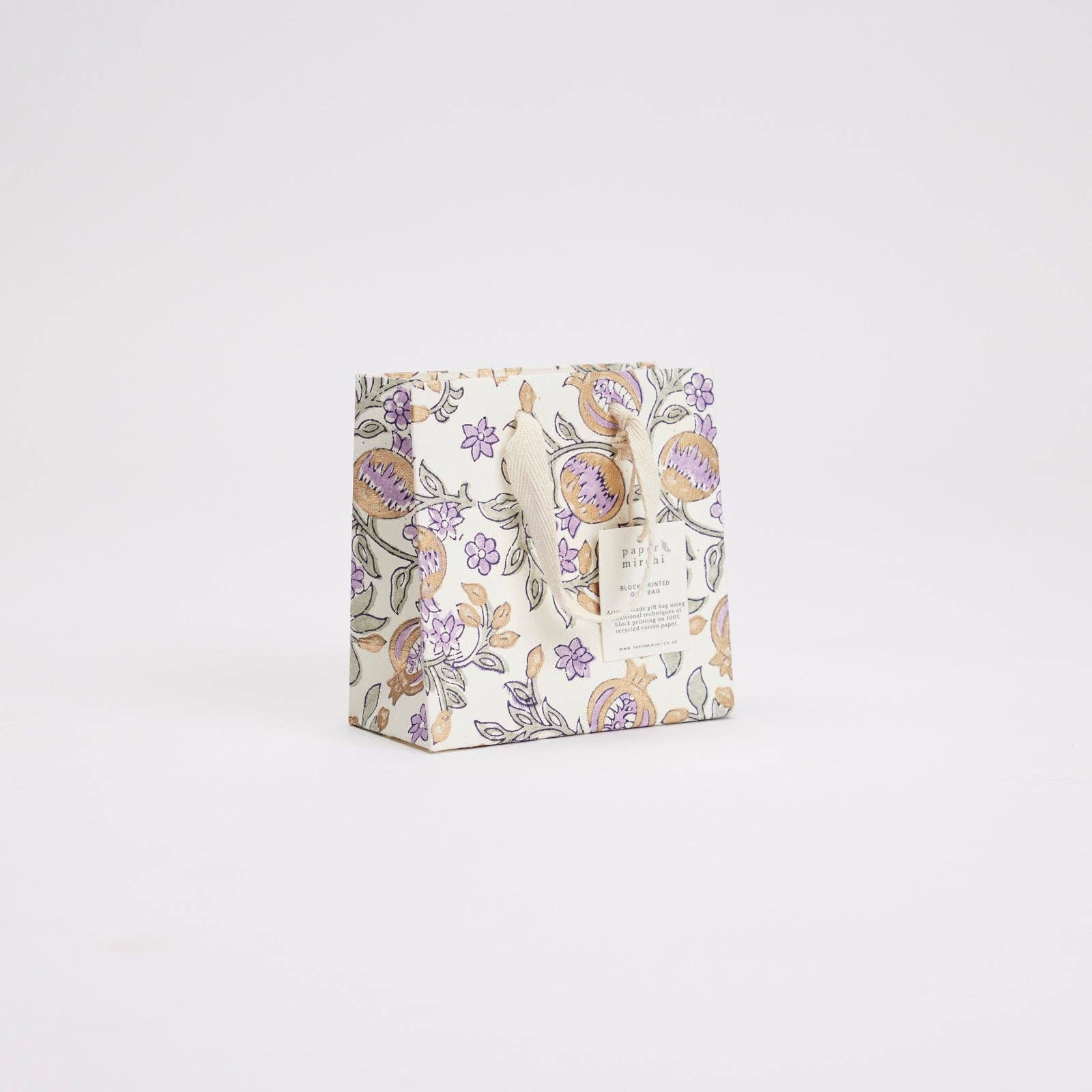 Block Printed Luxury Gift Bags - Small (Lavender) - Image 4