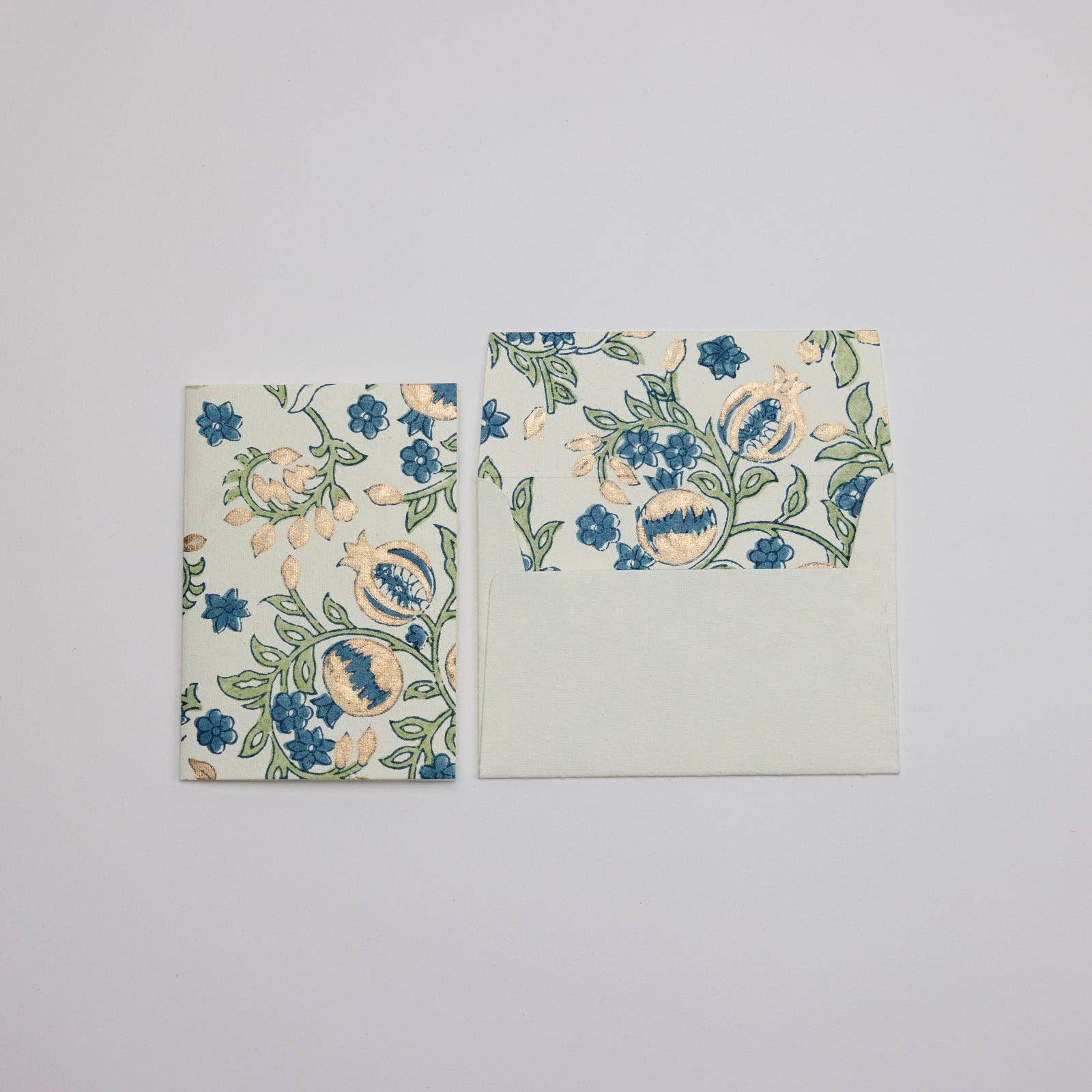 Hand Block Printed Greeting Card - Pomegranate Indigo - Image 3