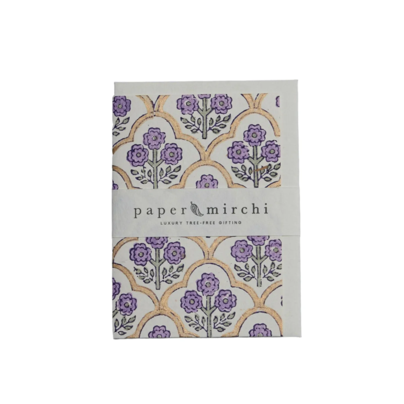 Hand Block Printed Greetings Card - Trellis Lavender