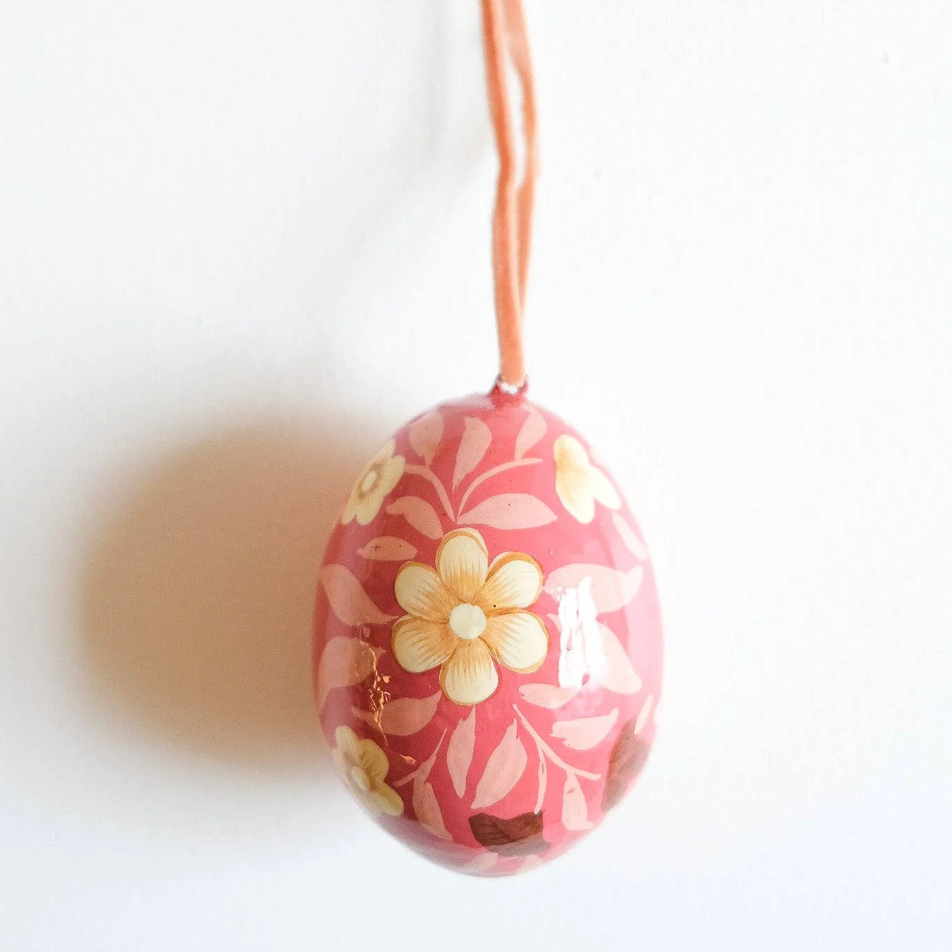 Hand-Painted Floral Pink Decorative Egg - Image 4