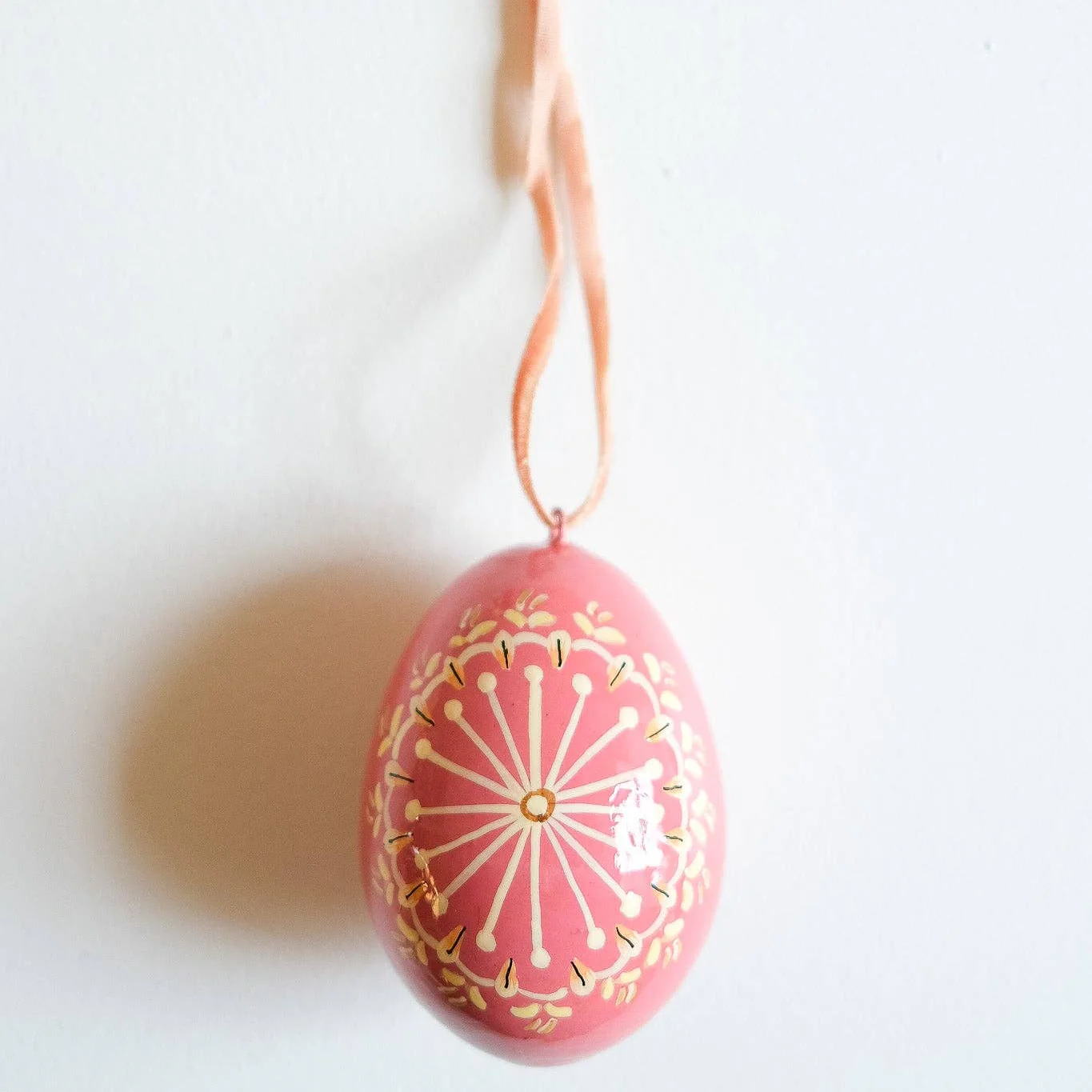 Hand-Painted Sunburst Pink Decorative Egg