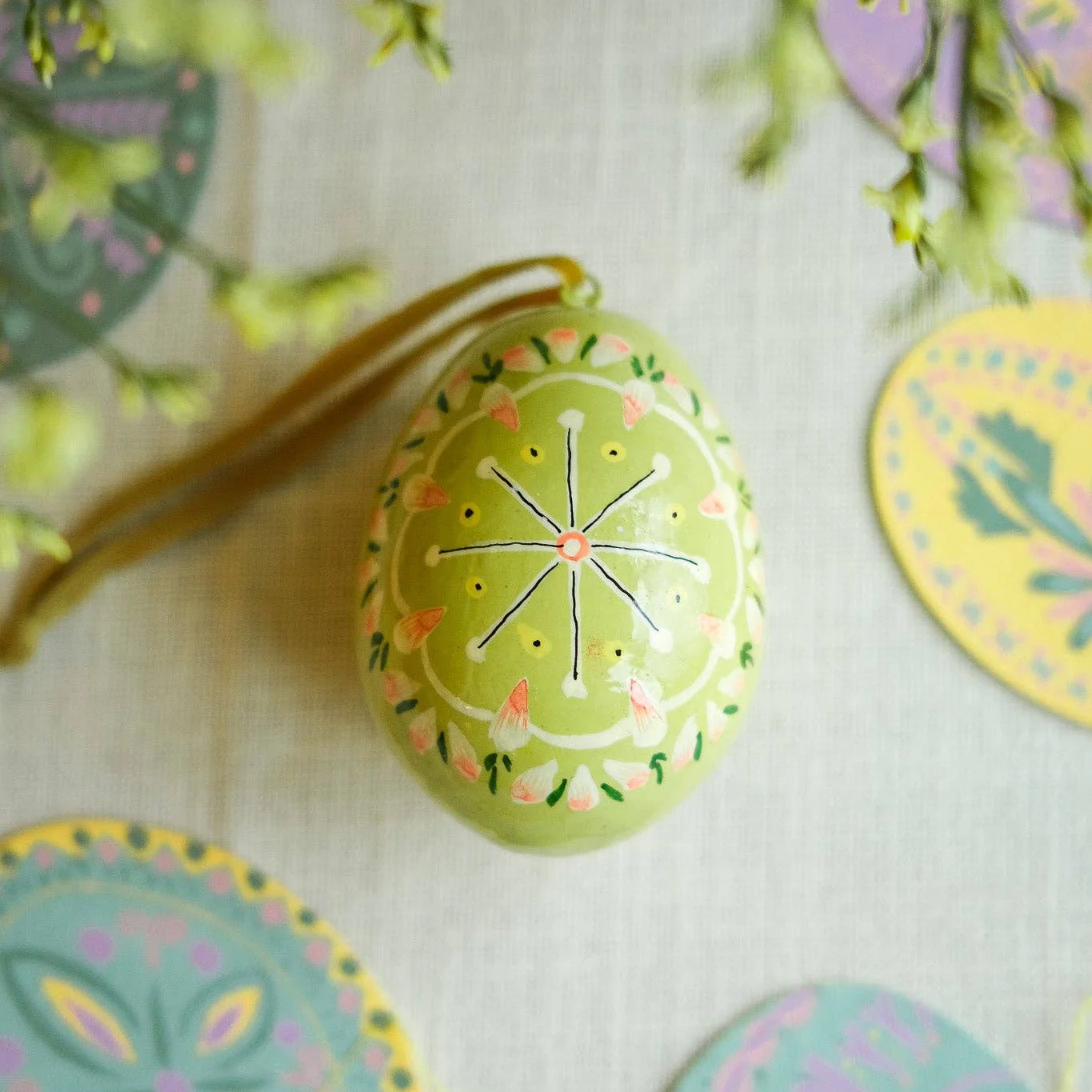 Hand-Painted 'Pistachio' Decorative Egg