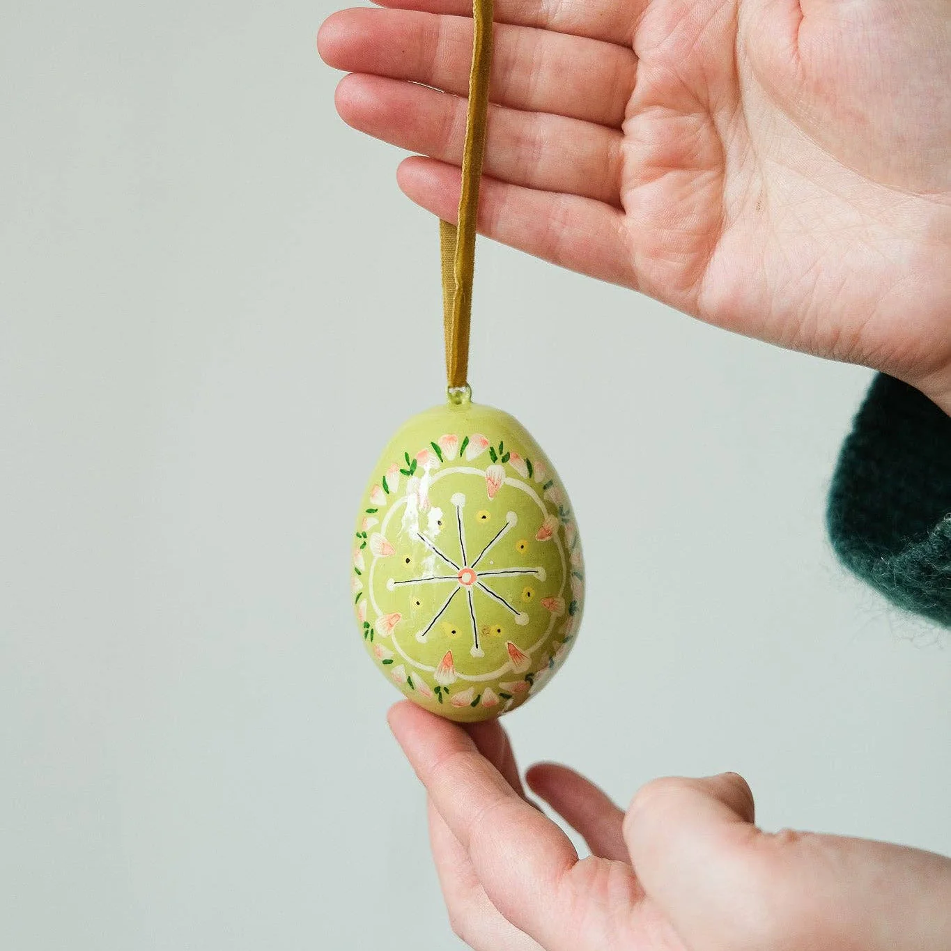 Hand-Painted 'Pistachio' Decorative Egg - Image 2