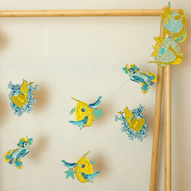 Hand-Printed Bird Nests Garland