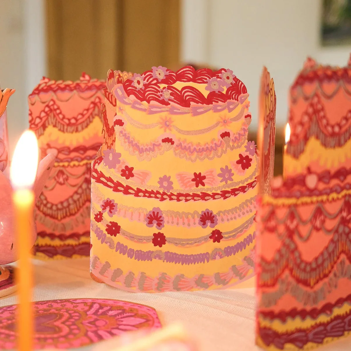 Hand-Printed Birthday Cake Concertina Garland - Image 2