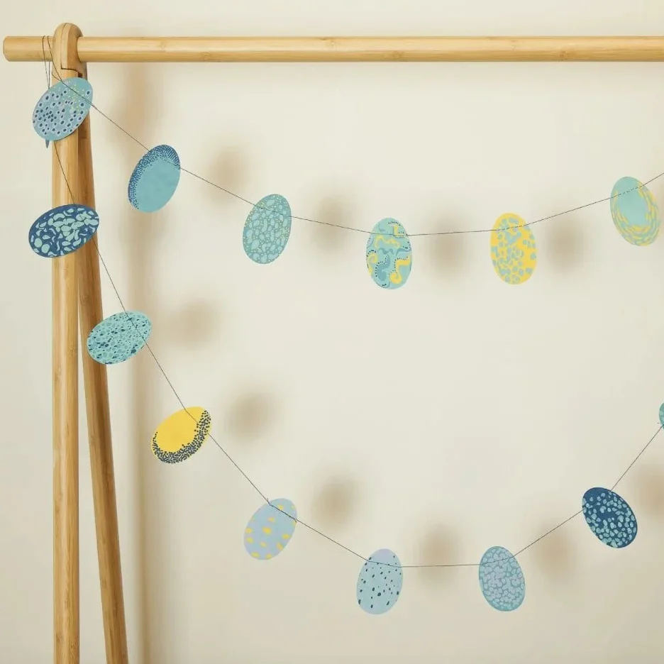 Hand-Printed Blue Speckled Eggs Garland - Image 2