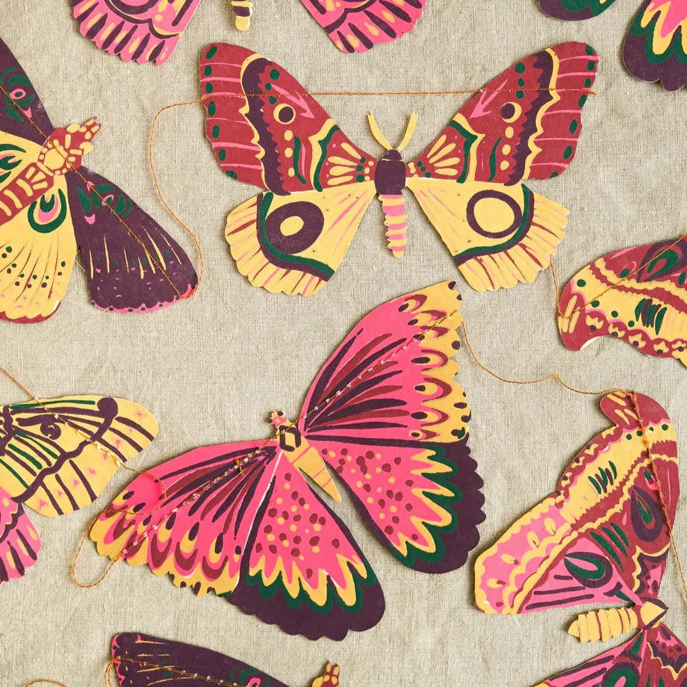 Hand-Printed Butterflies Garland