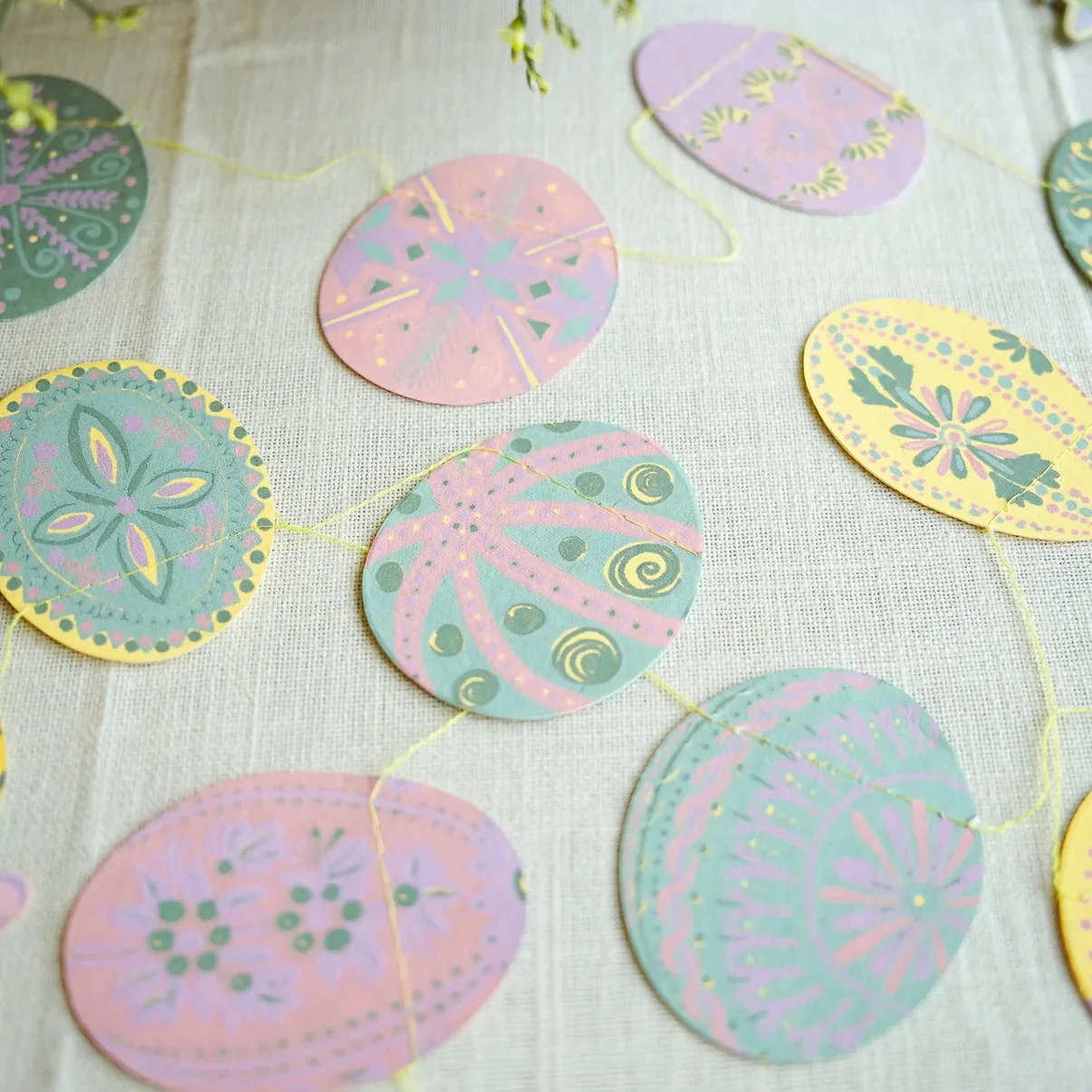 Hand-Printed Egg Hunt Garland - Image 2