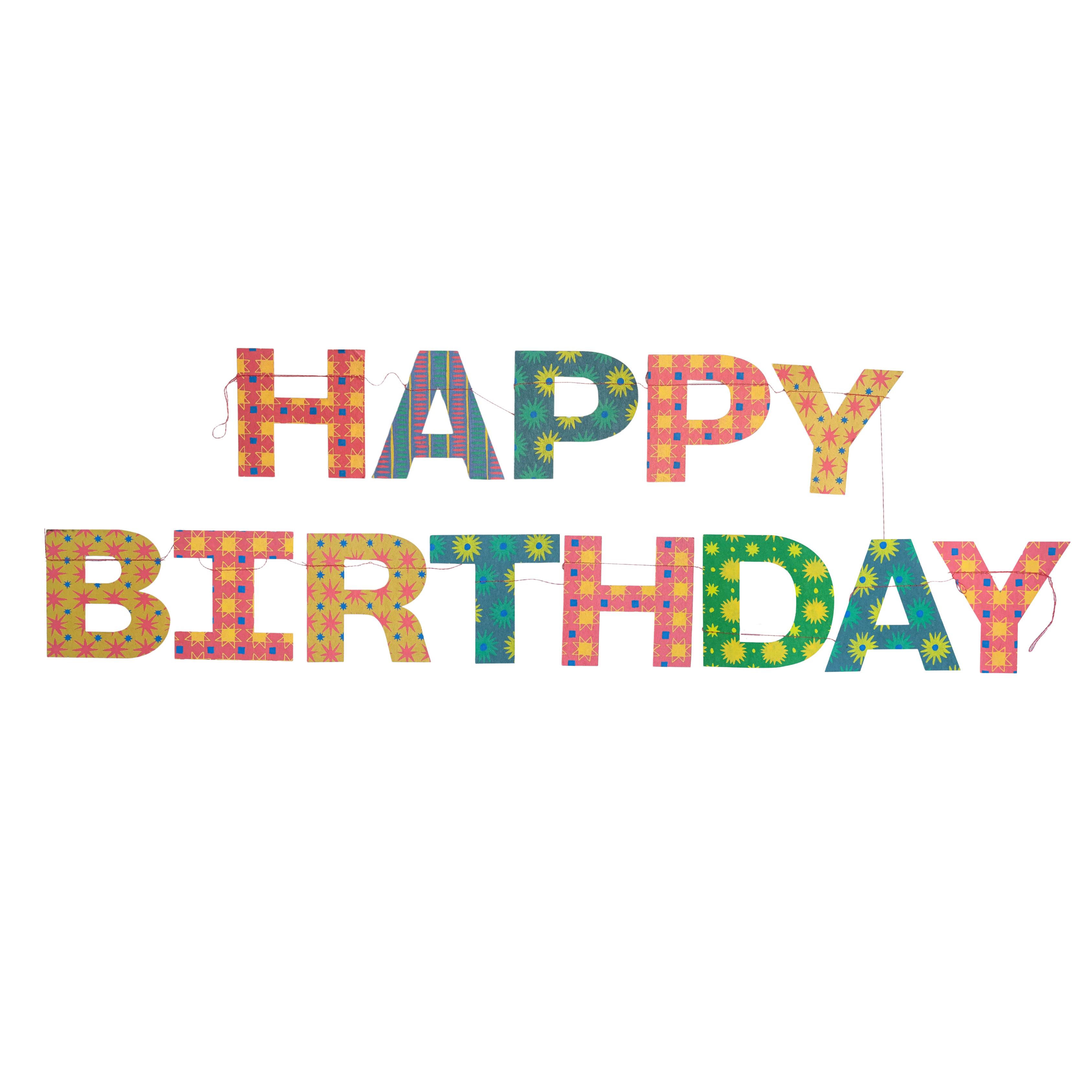 Hand-Printed Happy Birthday Garland - Image 2