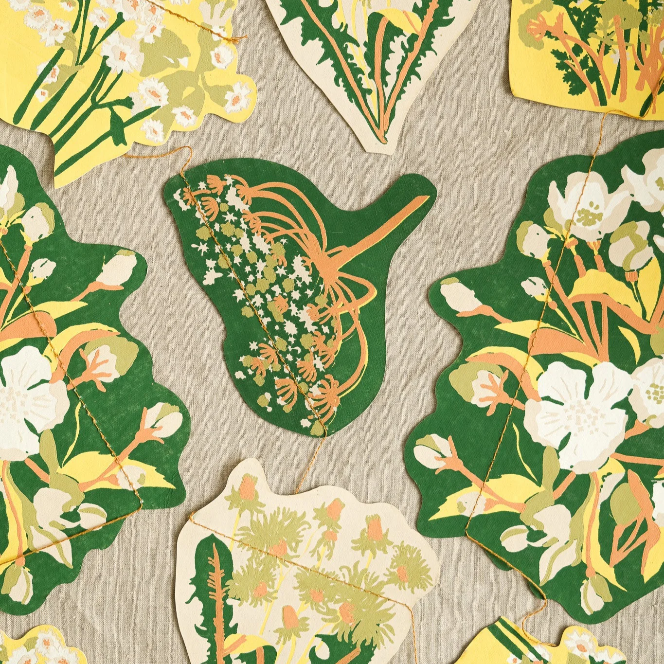 Hand-Printed Spring Blooms Garland