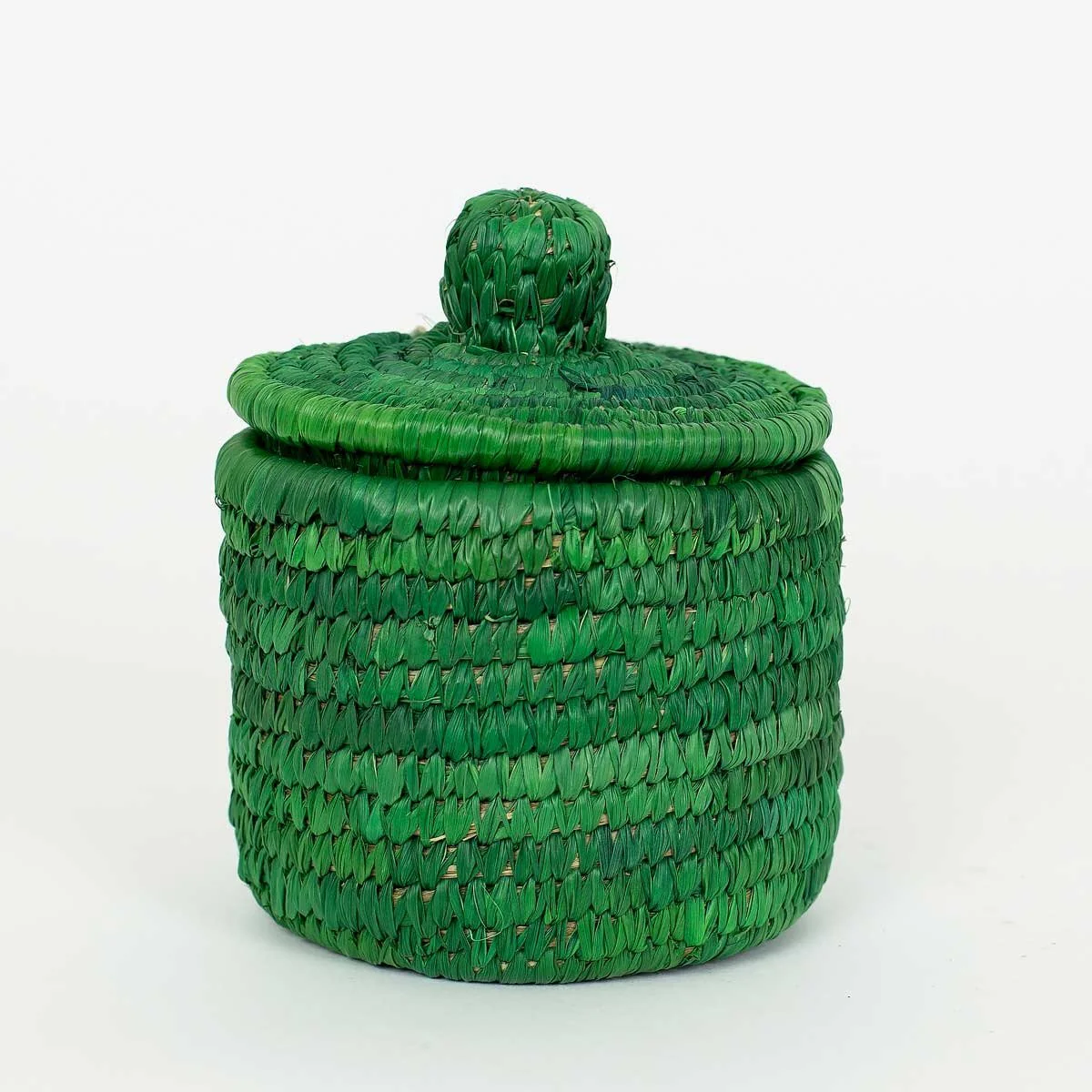 Handmade Mini Palm Basket with Lid - Image 2