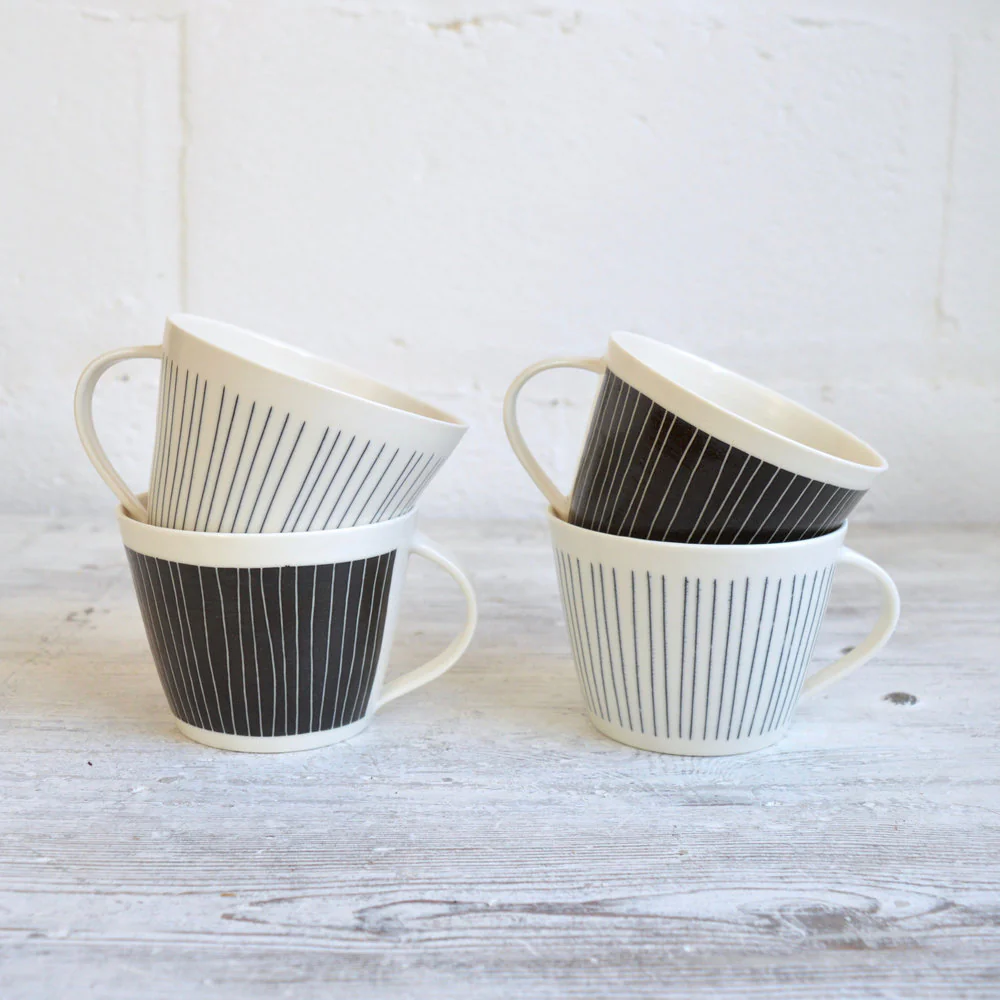Handmade Striped Porcelain Mug