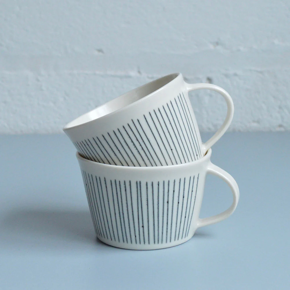 Handmade Striped Porcelain Mug - Image 2