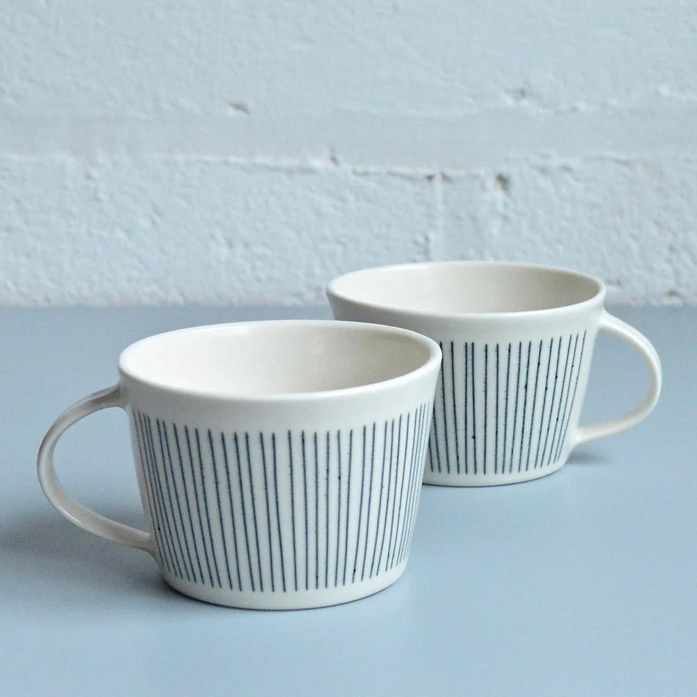 Handmade Striped Porcelain Mug - Image 3