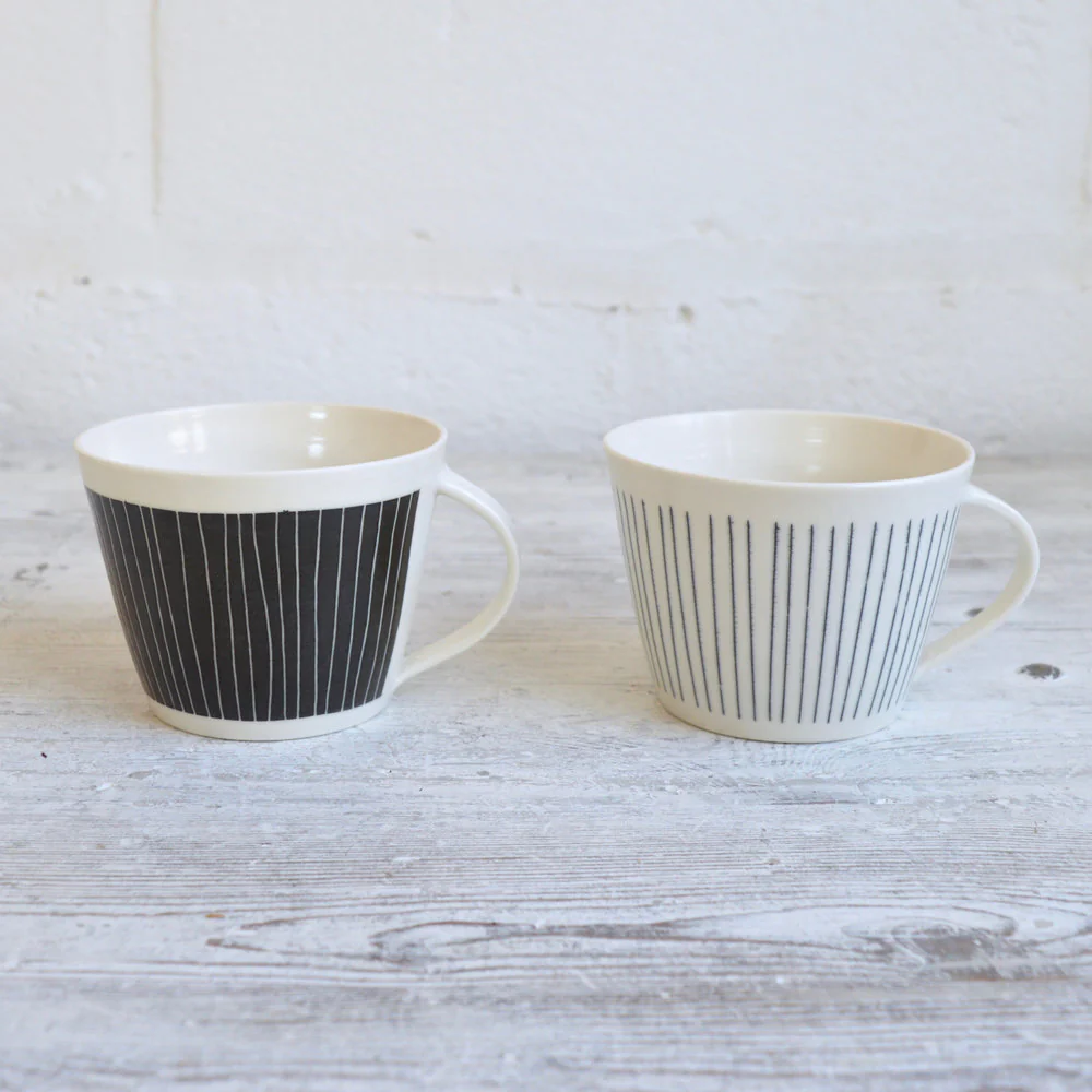 Handmade Striped Porcelain Mug - Image 4