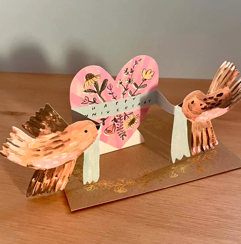'Happy Anniversary Birds' Cut-Out Greetings Card