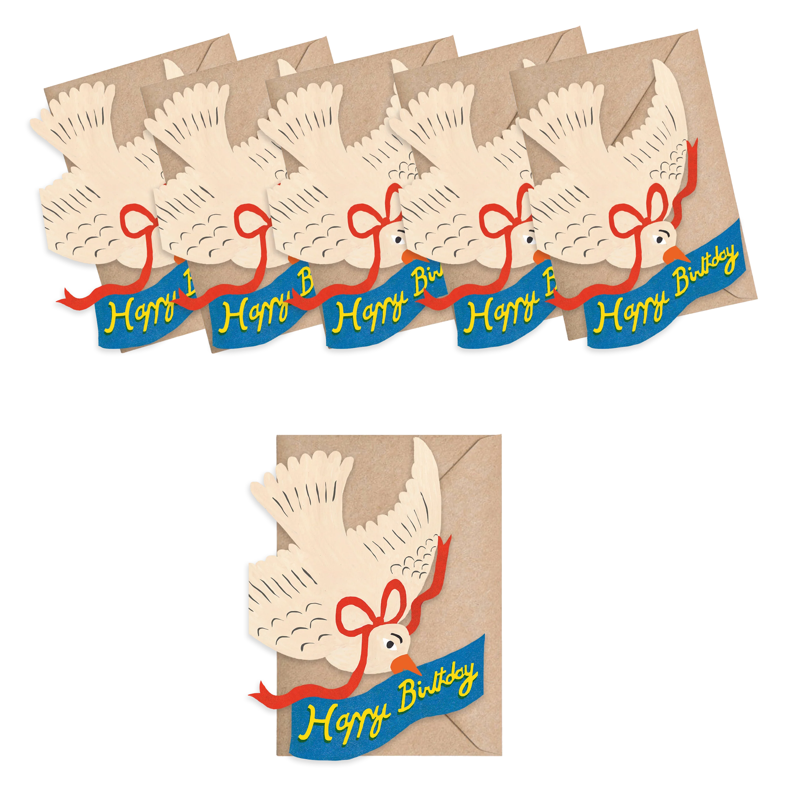 'Happy Birthday Bird' Box of 6 Mini Greetings Cards - Image 2