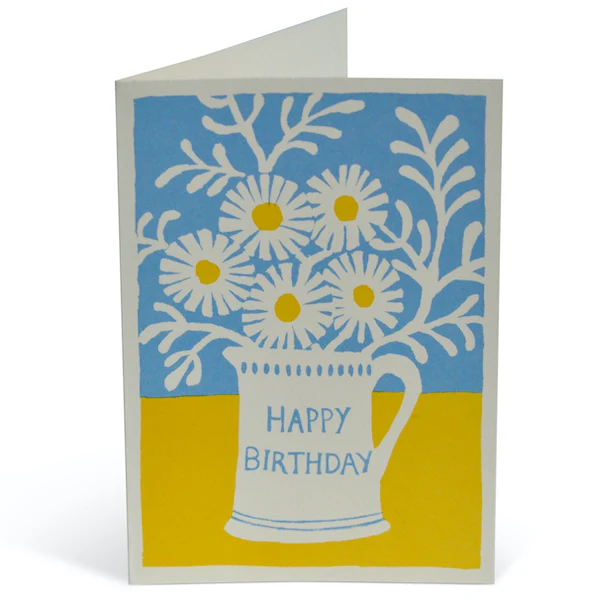'Happy Birthday' Daisies in a Mug Greetings Card