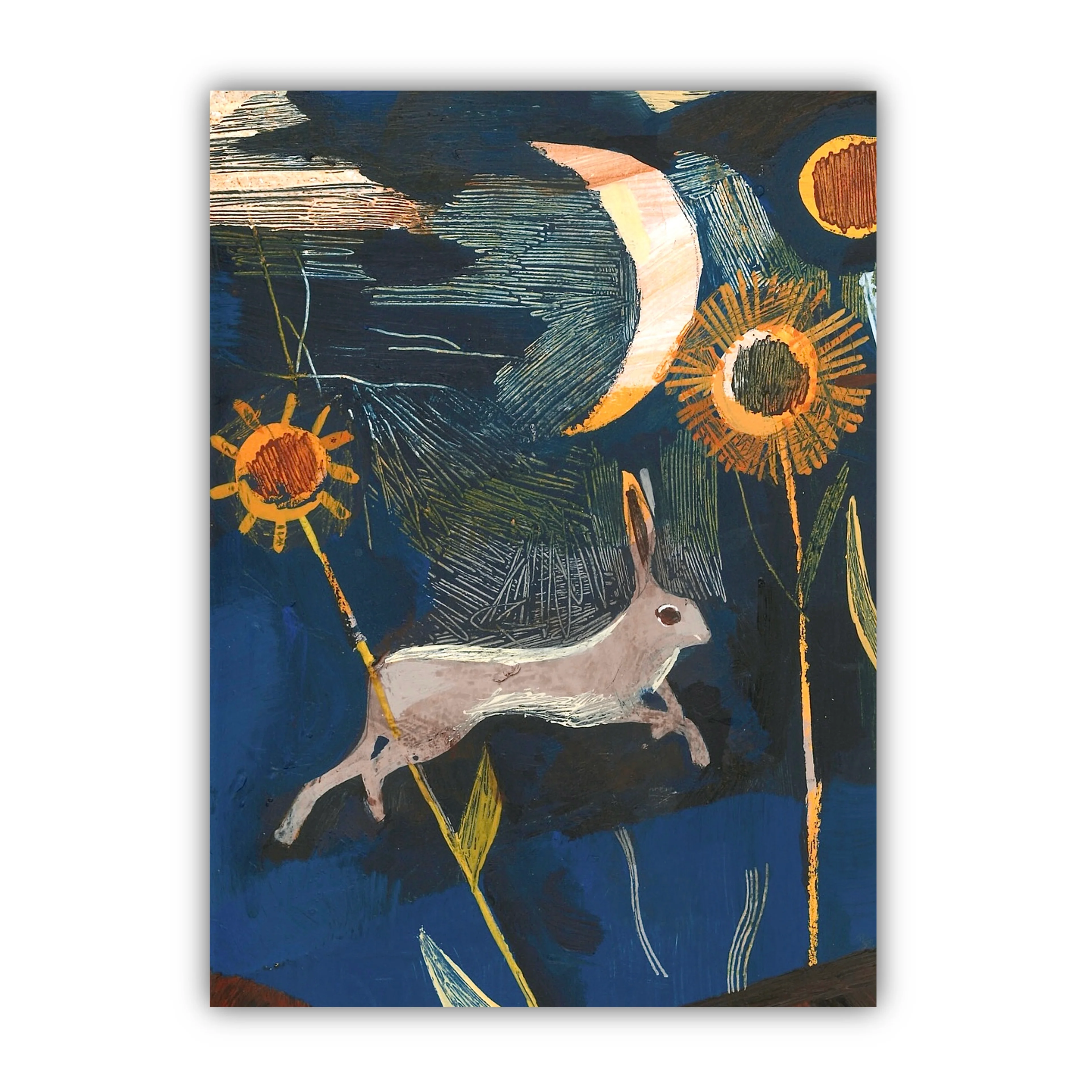 'Hare and the Moon' Art Print by John Harmer - A3