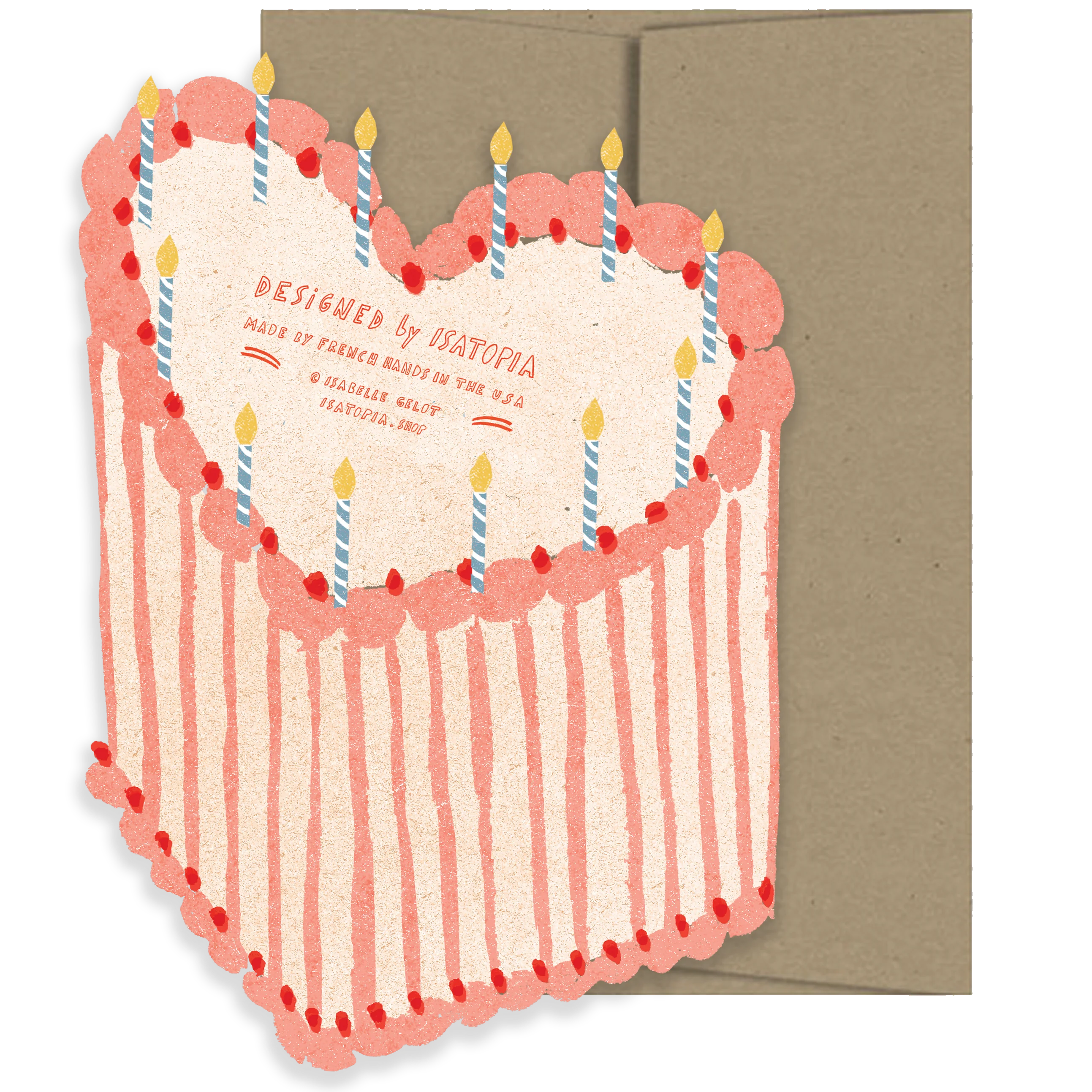 'Heart Birthday Cake' Die Cut Greetings Card - Image 2