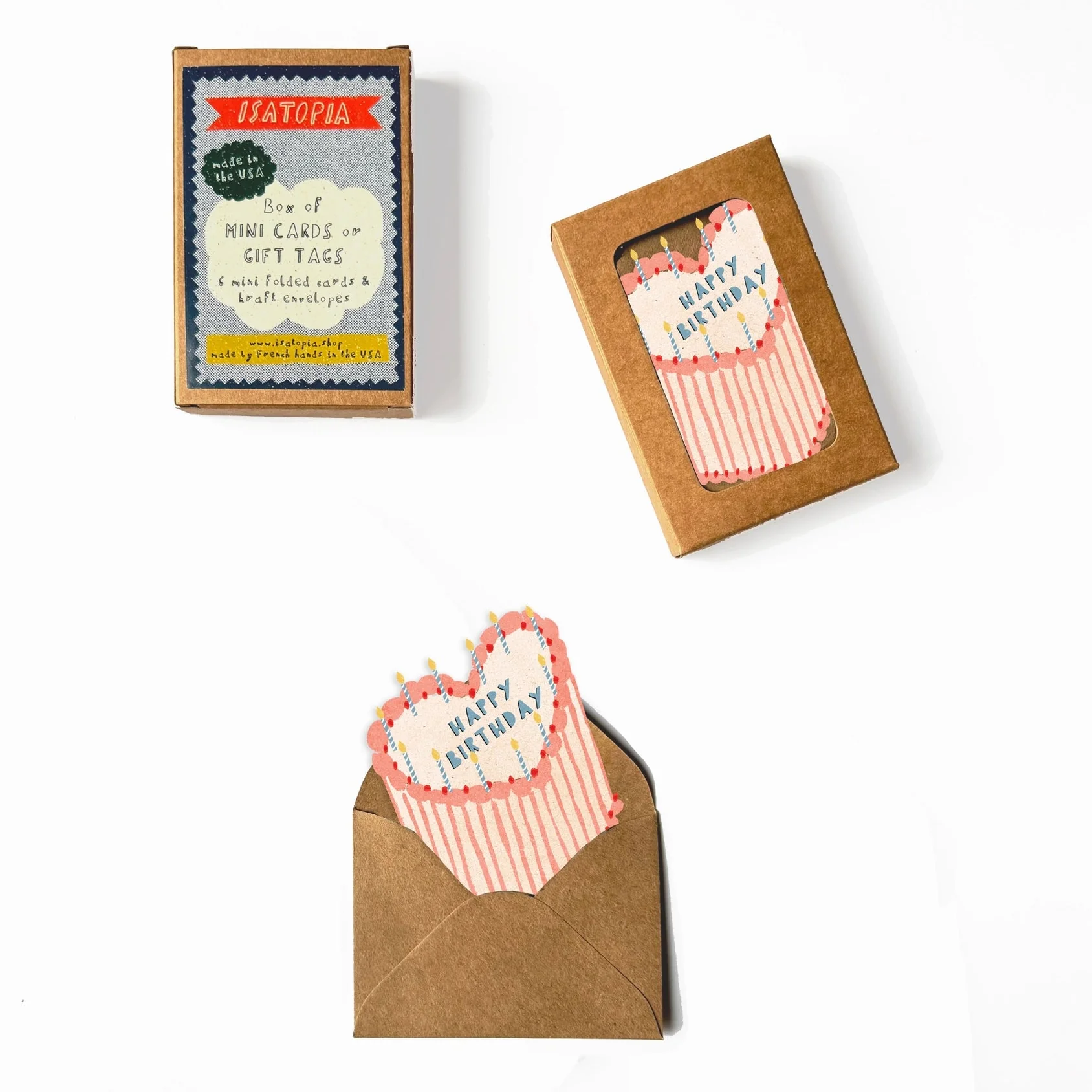 'Heart Cake' Box of 6 Mini Greetings Cards