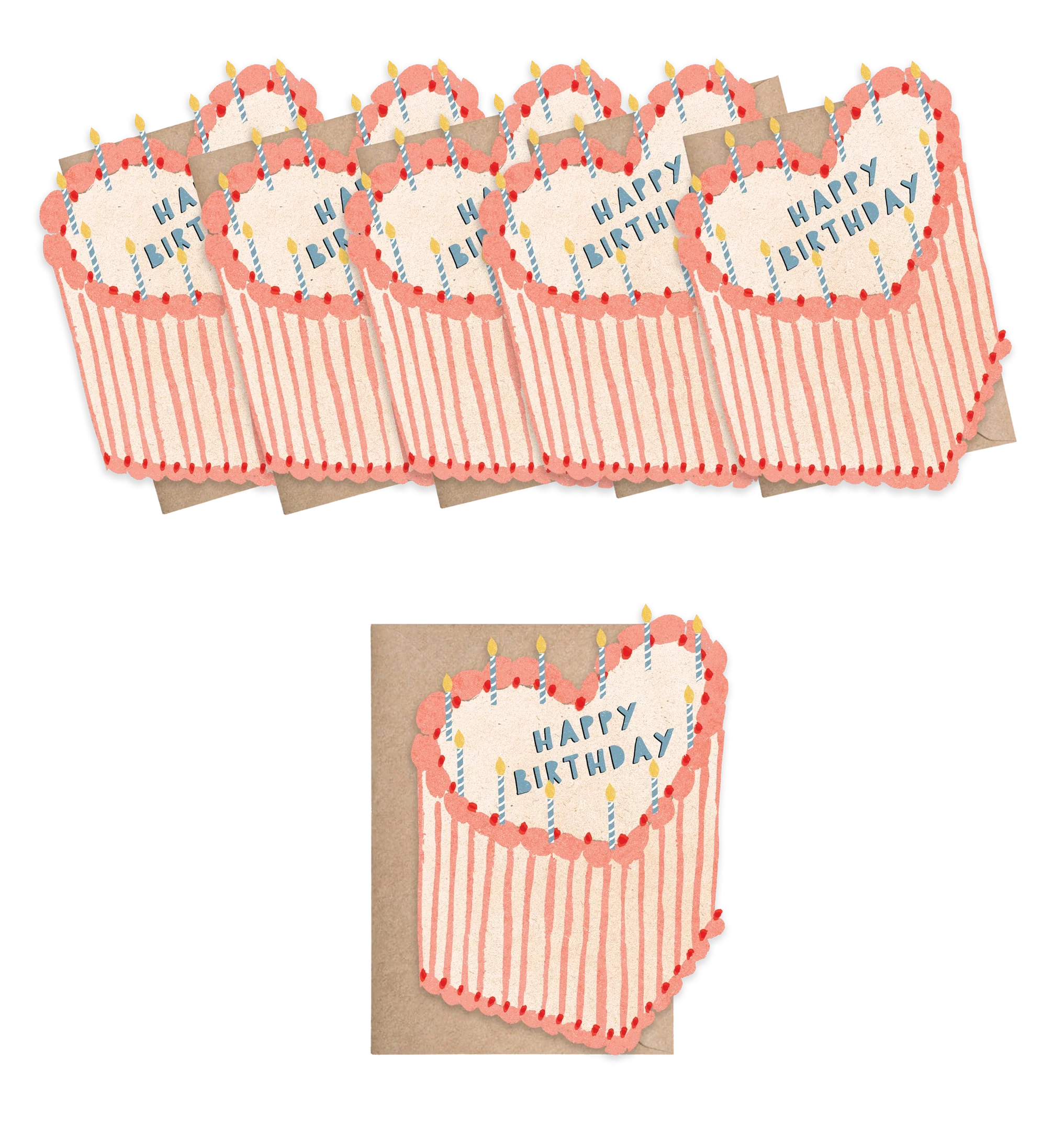'Heart Cake' Box of 6 Mini Greetings Cards - Image 2