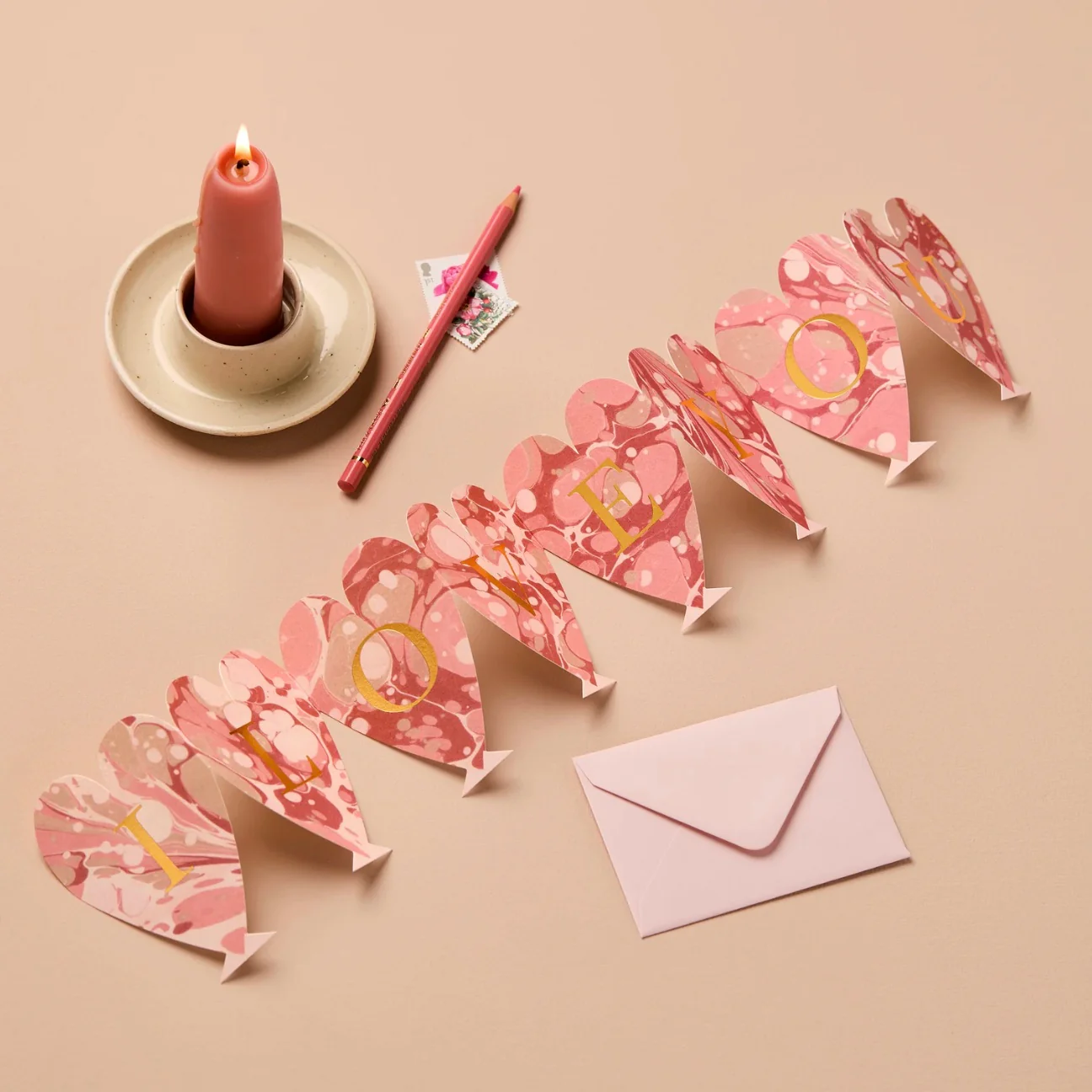 Heart Concertina 'I Love You' Mini Card