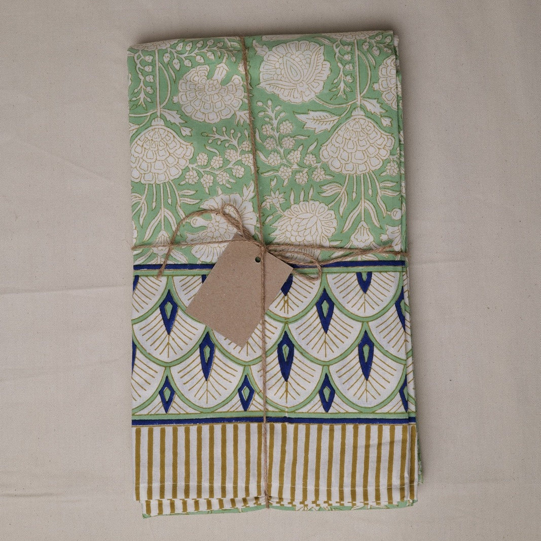 Indian Block Print Tablecloth - Pistachio - Image 2