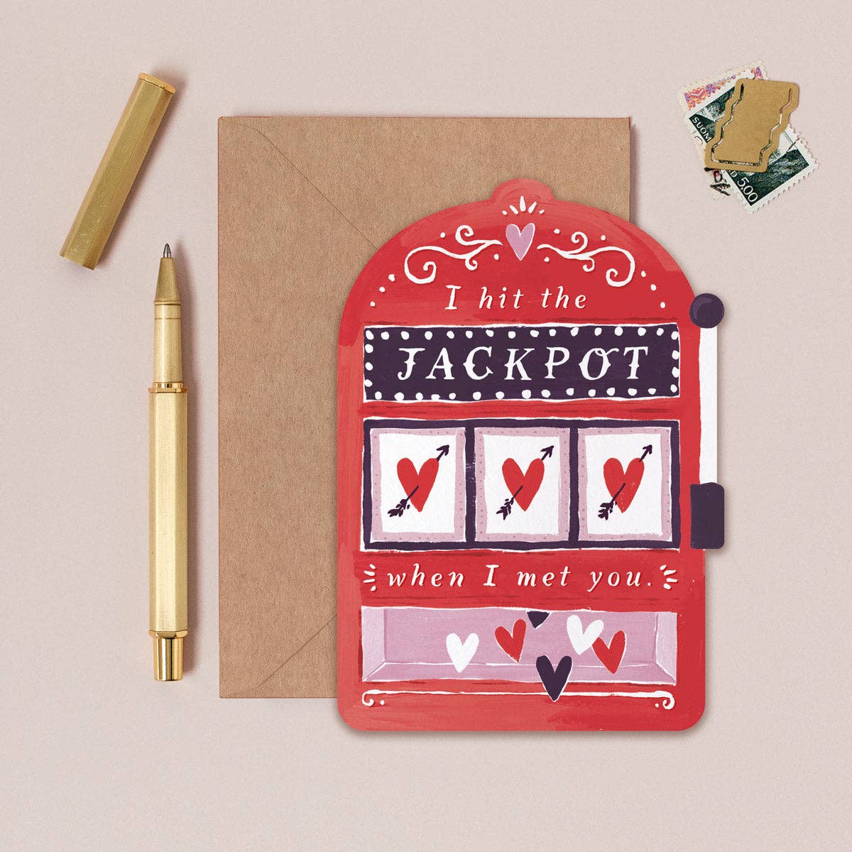 'I Hit The Jackpot When I Met You' Greetings Card