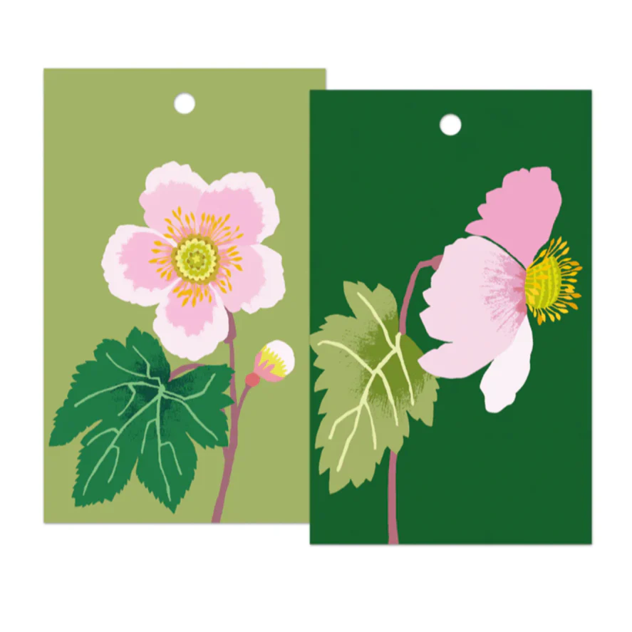 'Japanese Anemone' Pack of 6 Gift Tags