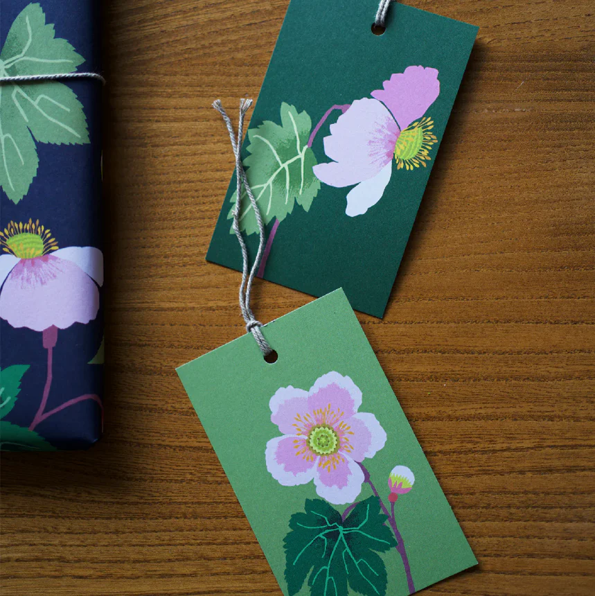 'Japanese Anemone' Pack of 6 Gift Tags - Image 2