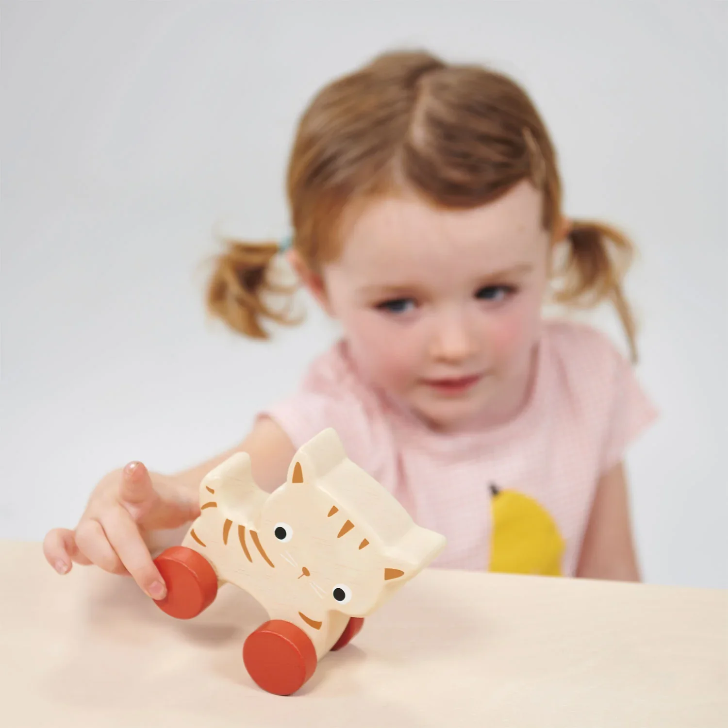 Kitten on Wheels Wooden Toy - Image 2