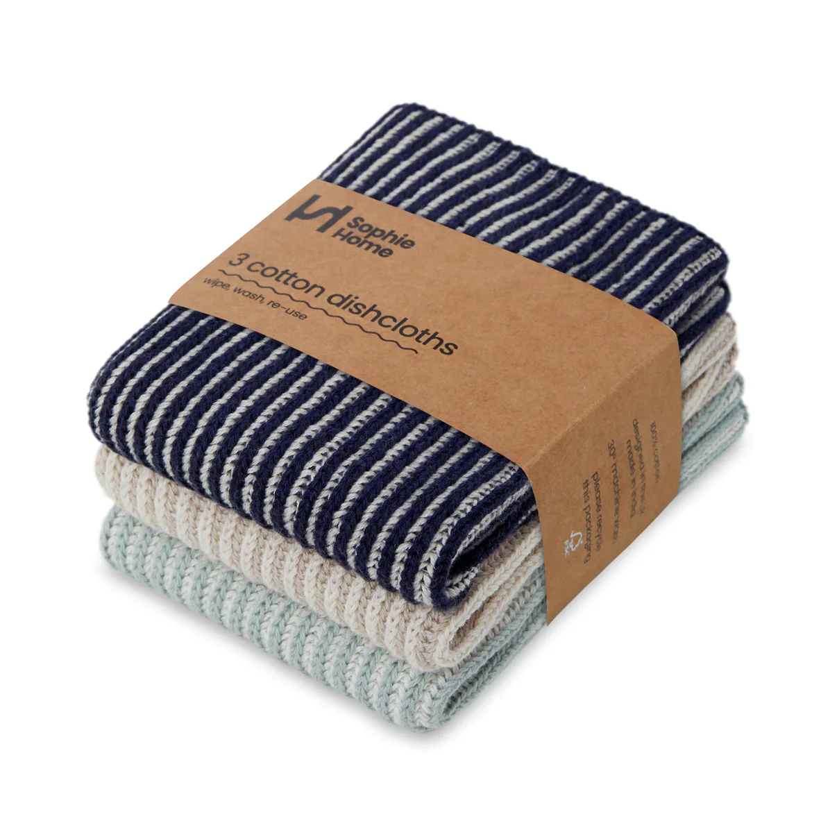 Knitted Cotton Dishcloths - Set of 3 - Image 3